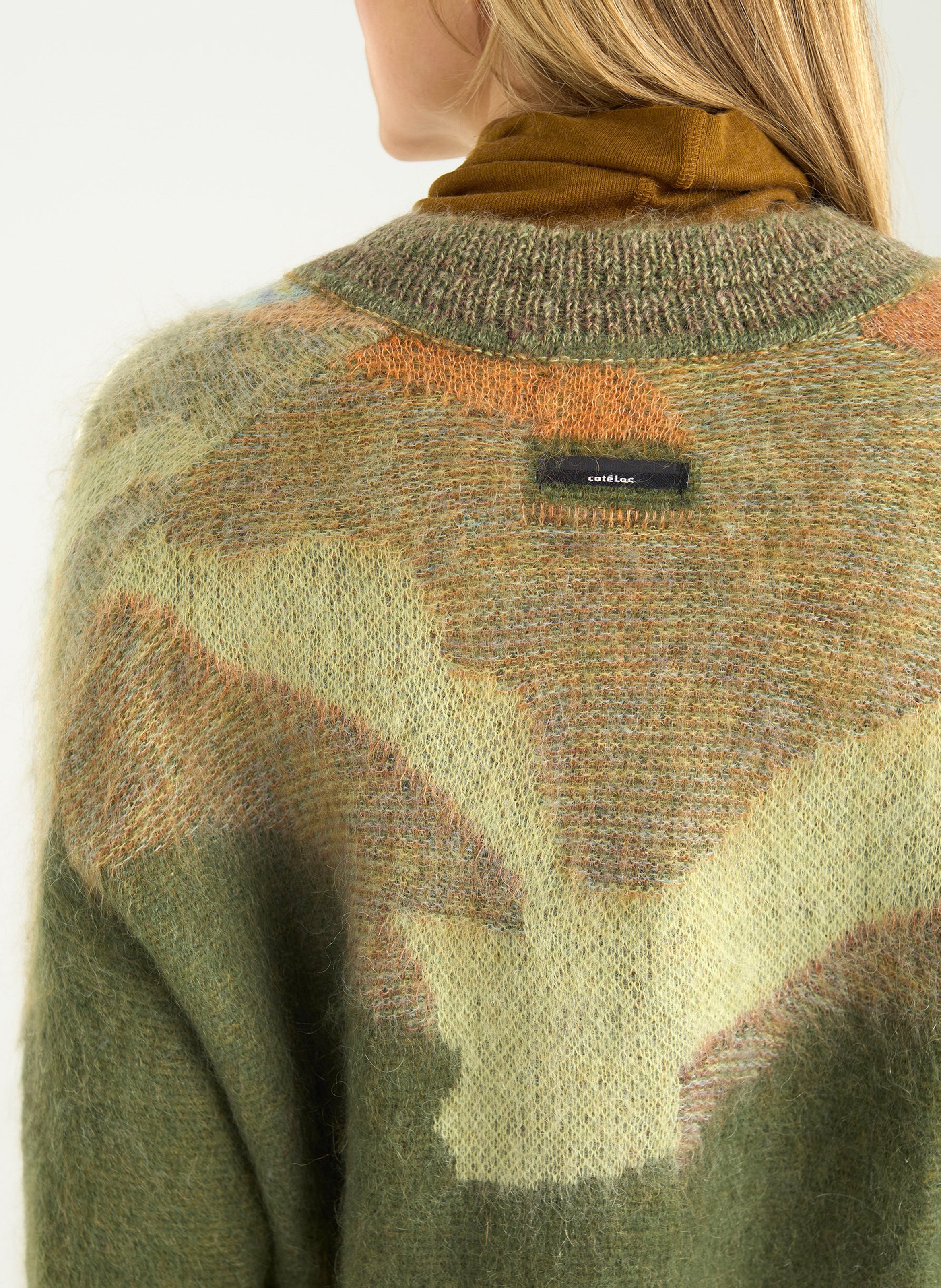 Pull oversize col V en laine mélangée COTELAC Vert