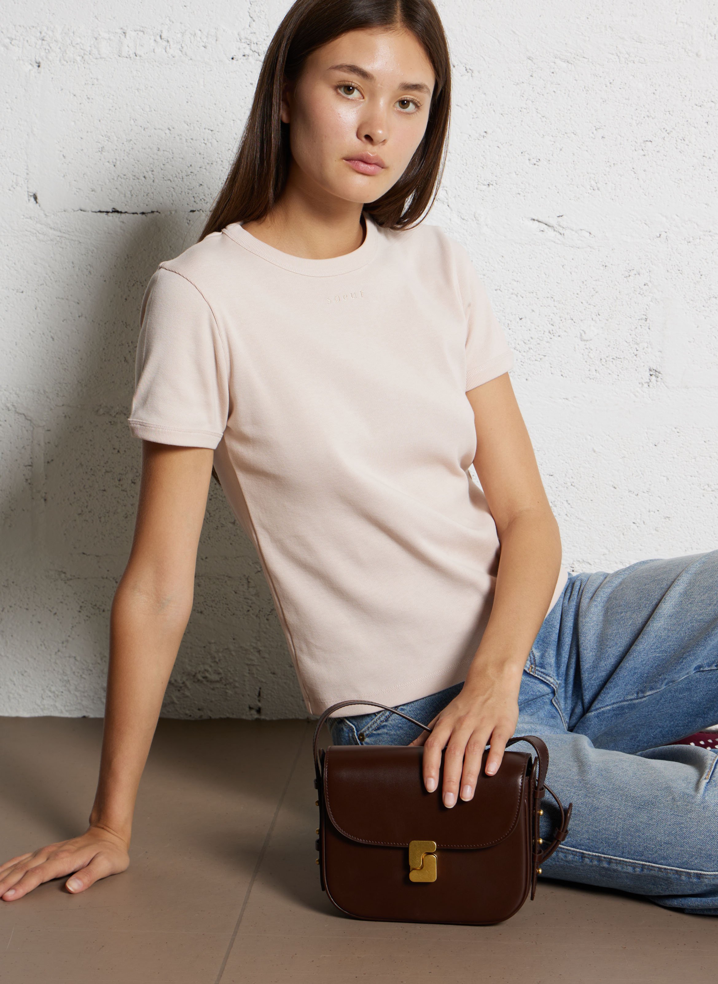 Leren crossbodytas  SOEUR Bruin