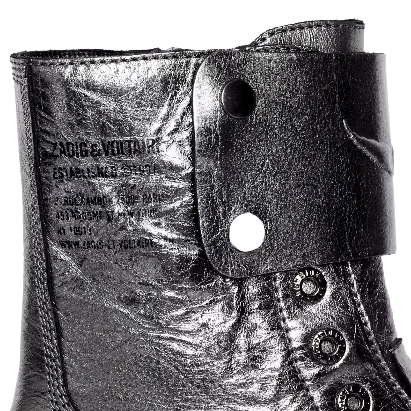 Boots rangers zippée métallisées en cuir ZADIG&VOLTAIRE Gris