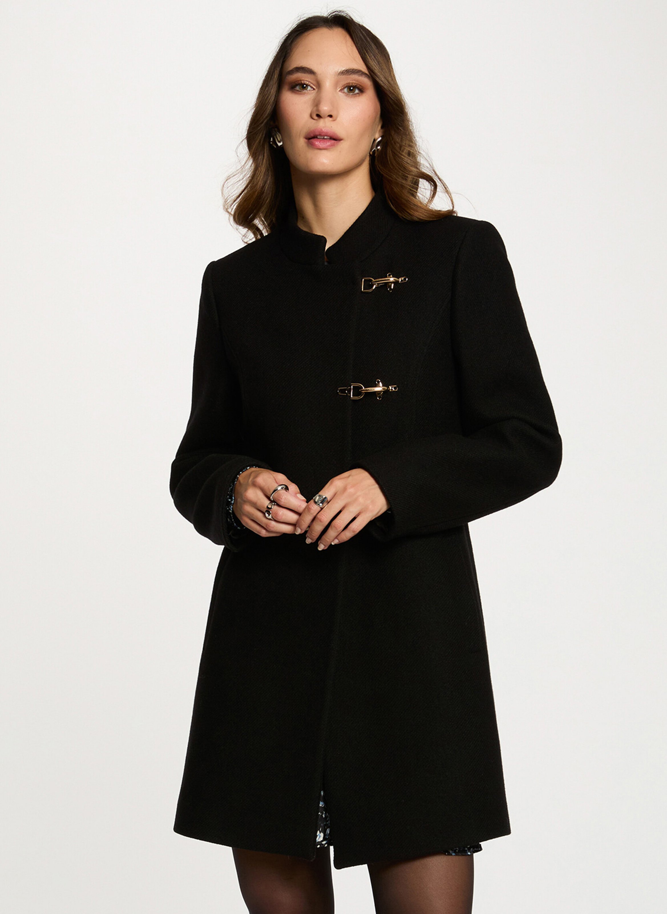 Straight high-neck coat MORGAN Black