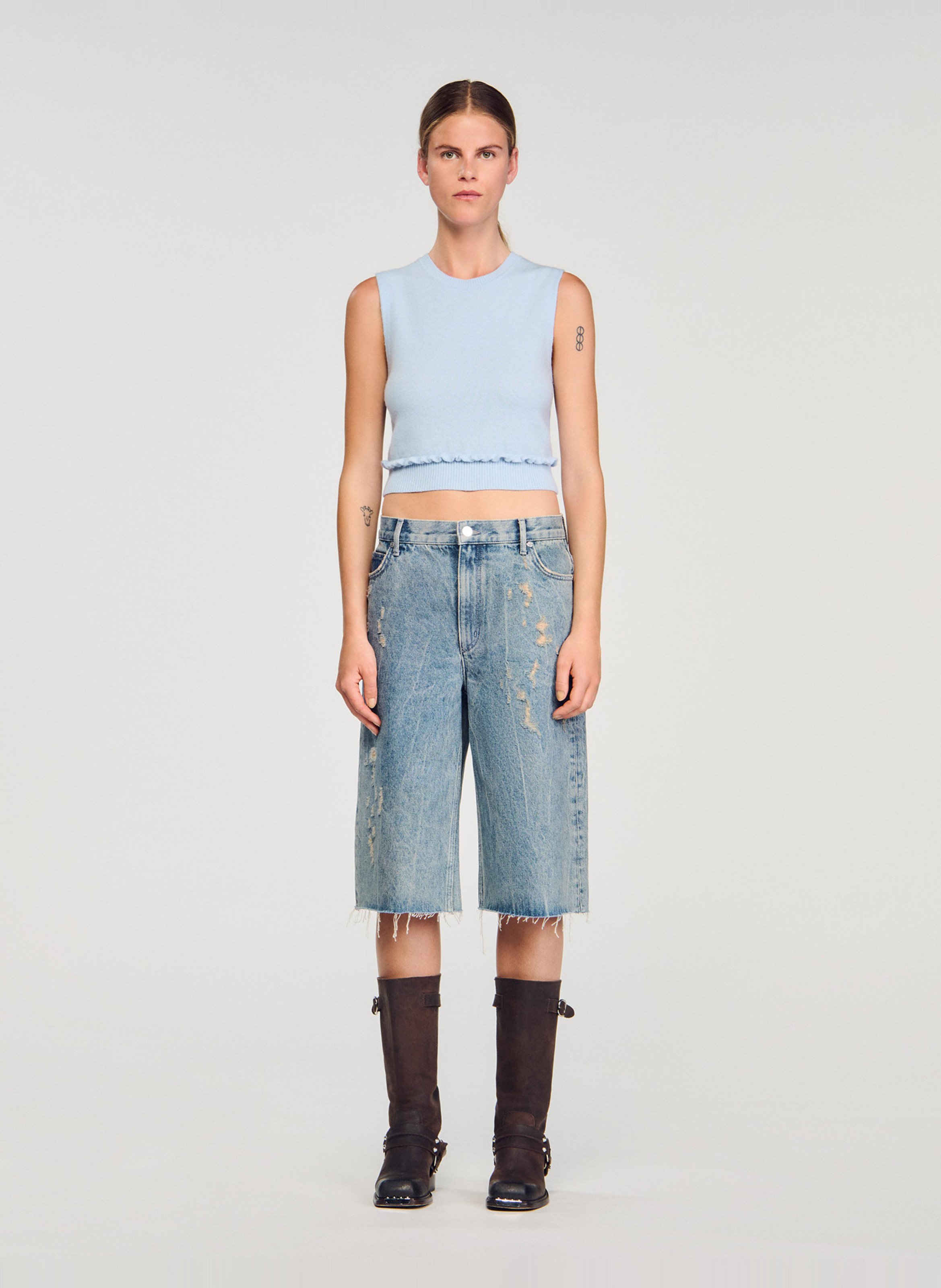 Wollen top met ronde hals SANDRO Blauw