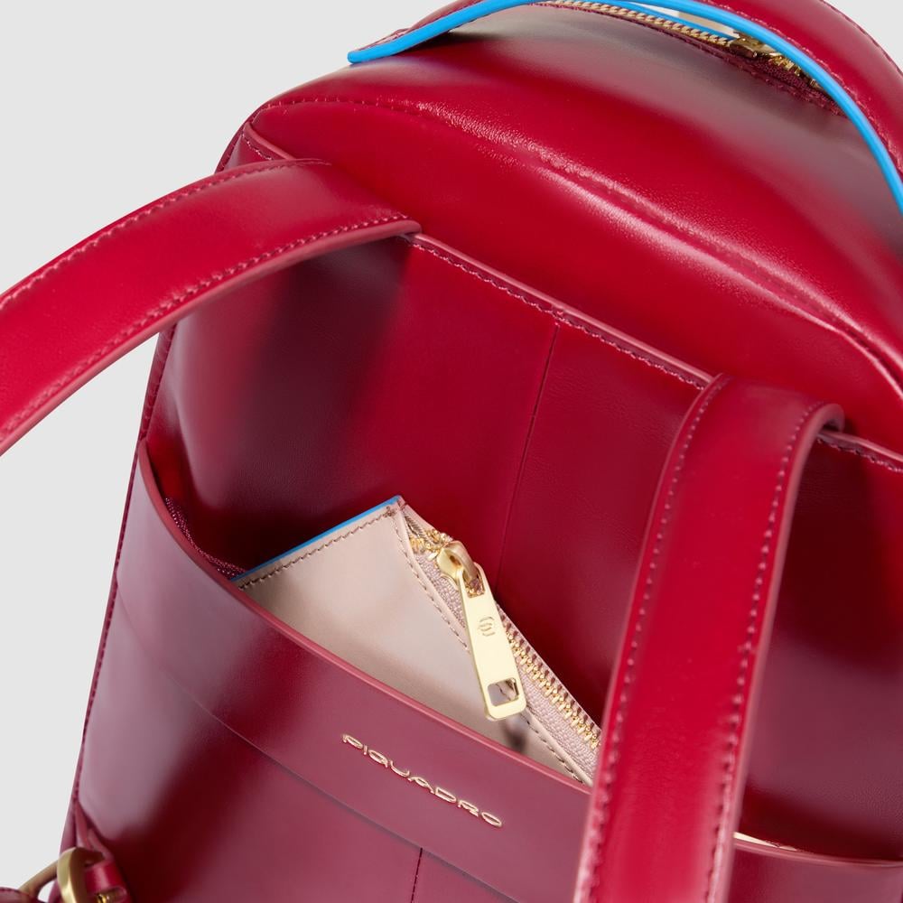 Leather backpack PIQUADRO Red