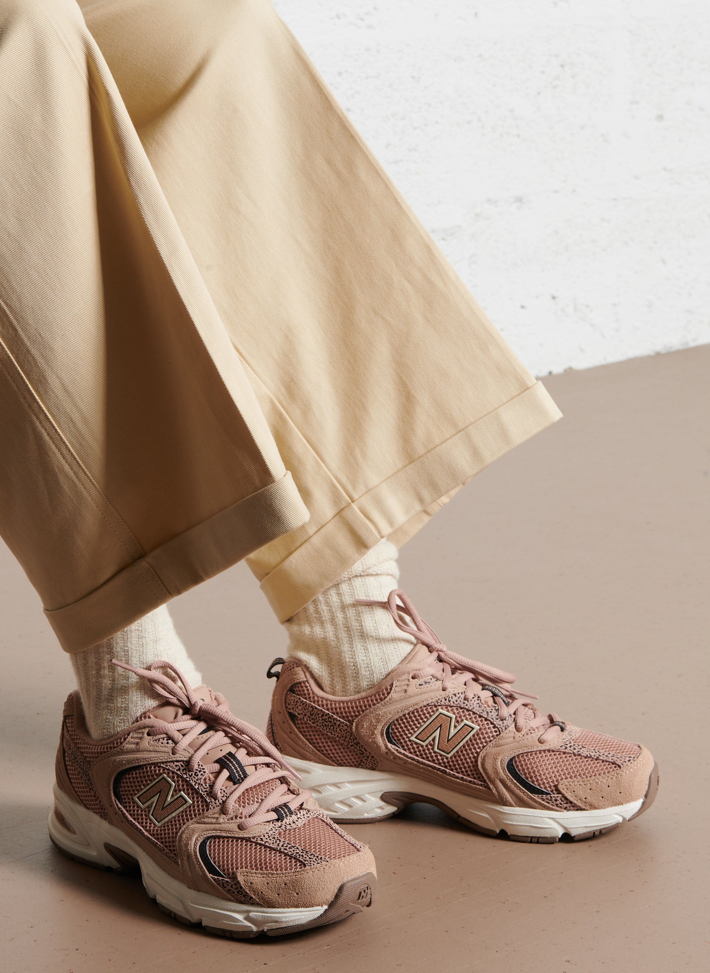 Low-top sneakers with two-tone print NEW BALANCE Beige