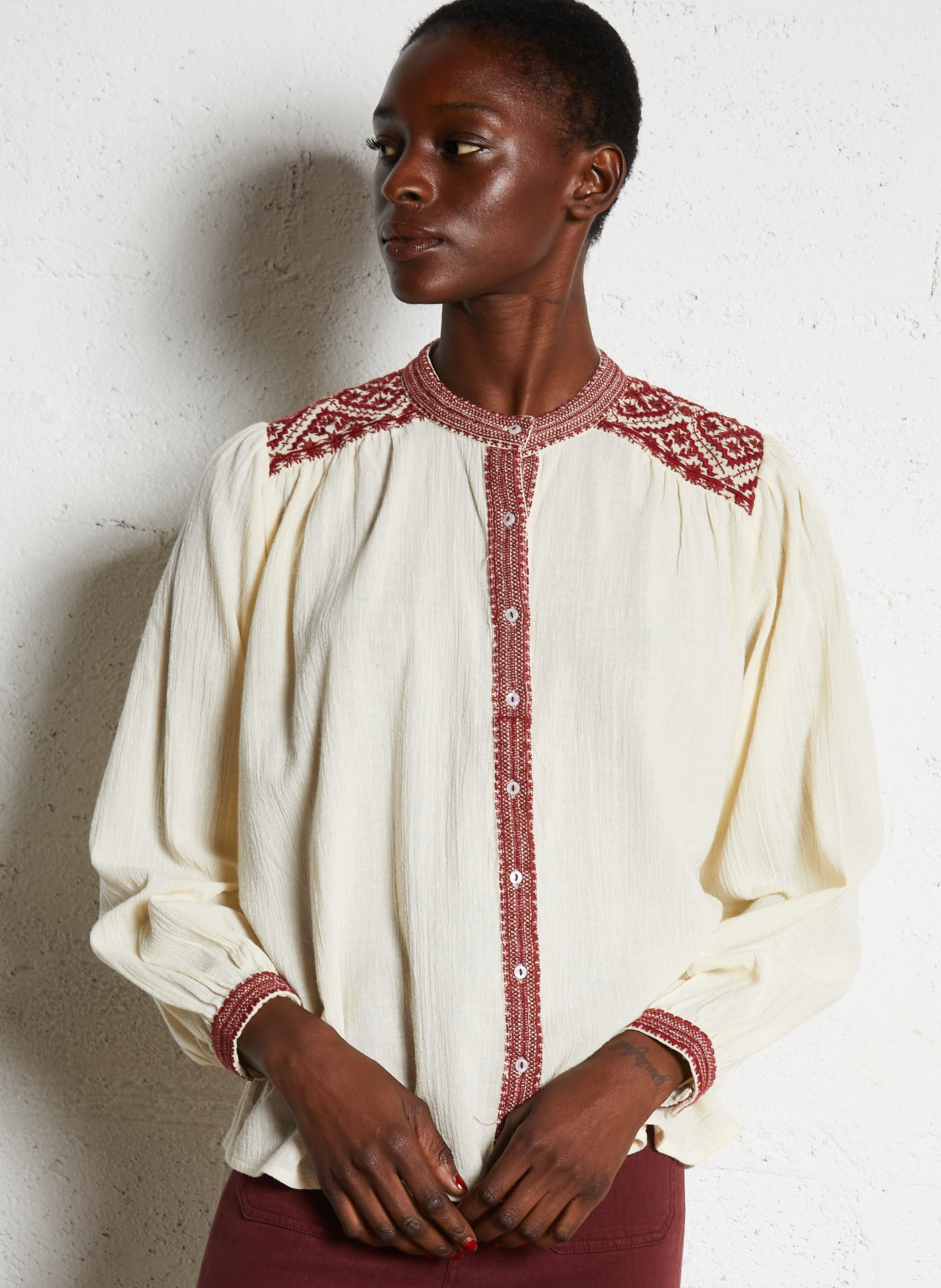 Long A-line cotton dress MAISON HOTEL Red