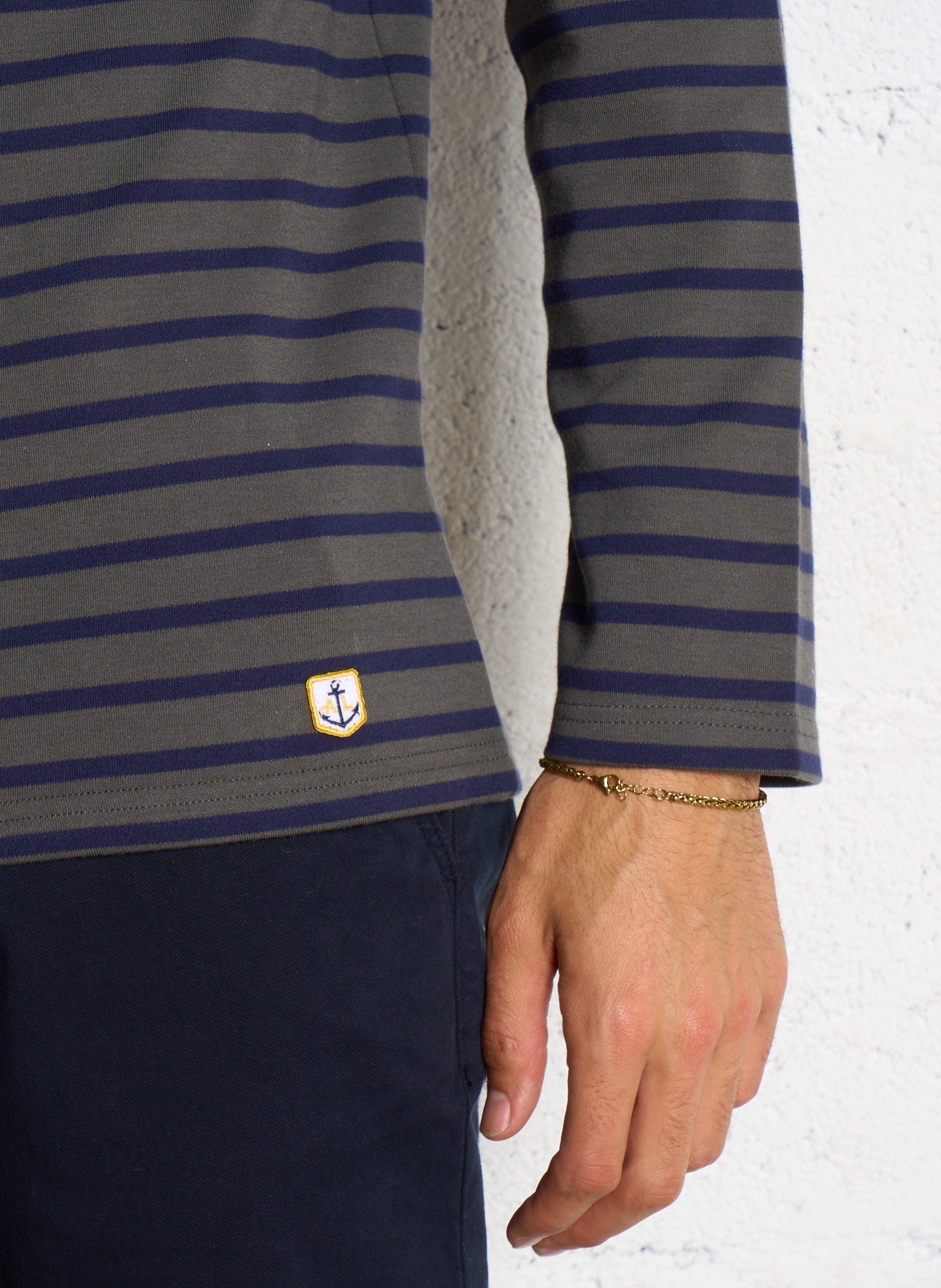 T-shirt col rond à rayures en coton  ARMOR LUX Bleu