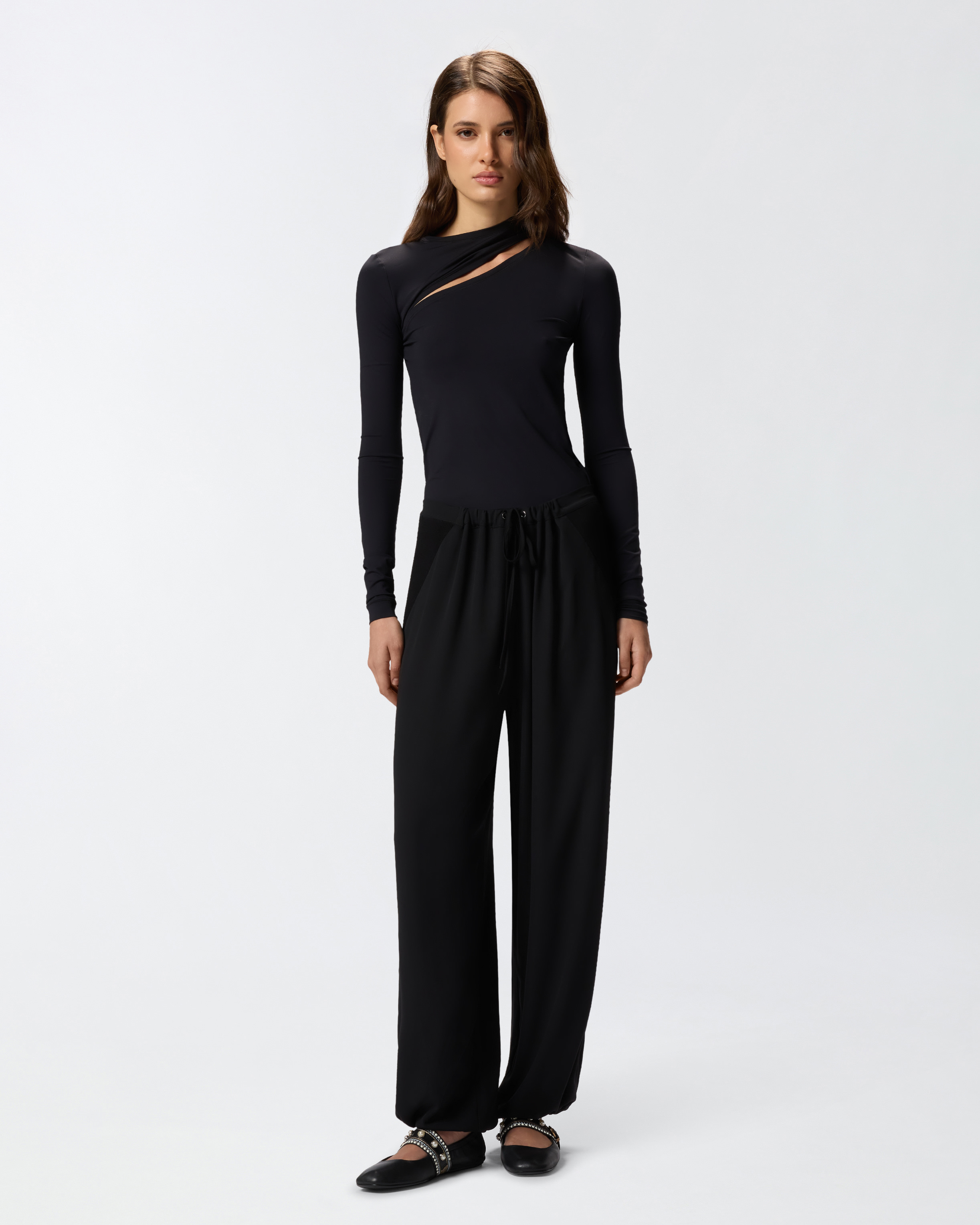 Wide leg pants with elastic waistband PINKO Black