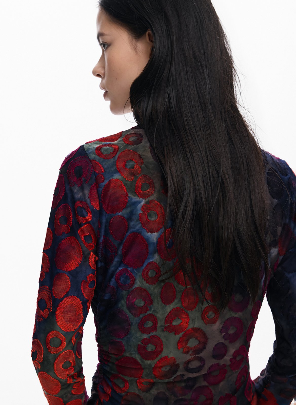 Top ajusté col rond imprimé DESIGUAL Rouge