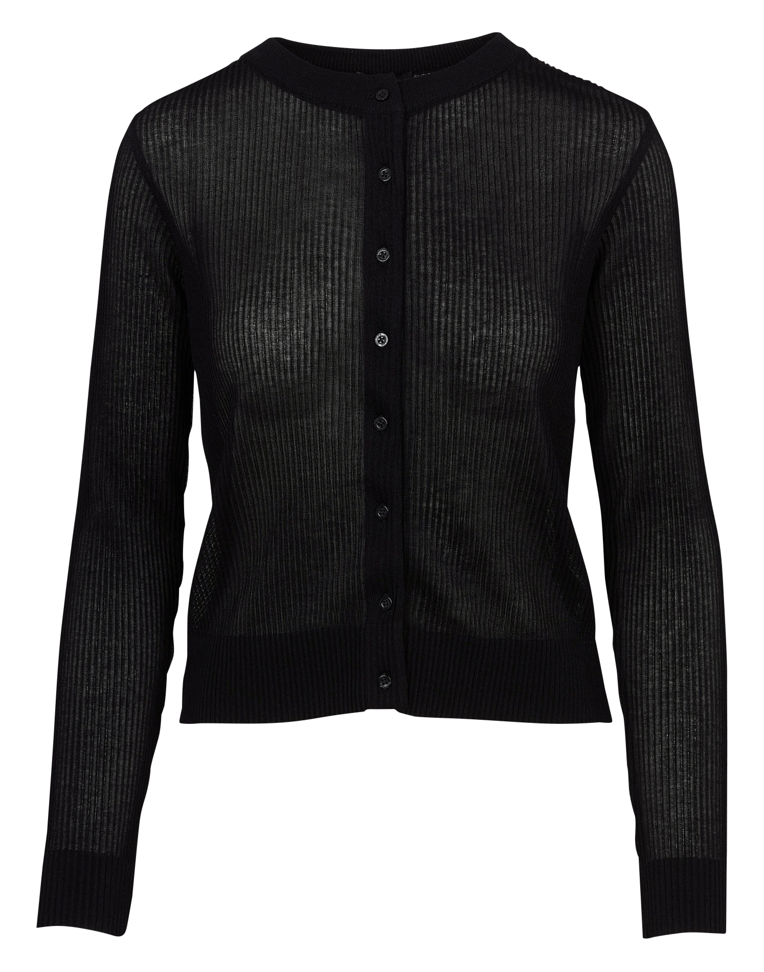 Round neck pleated straight cardigan IKKS Black