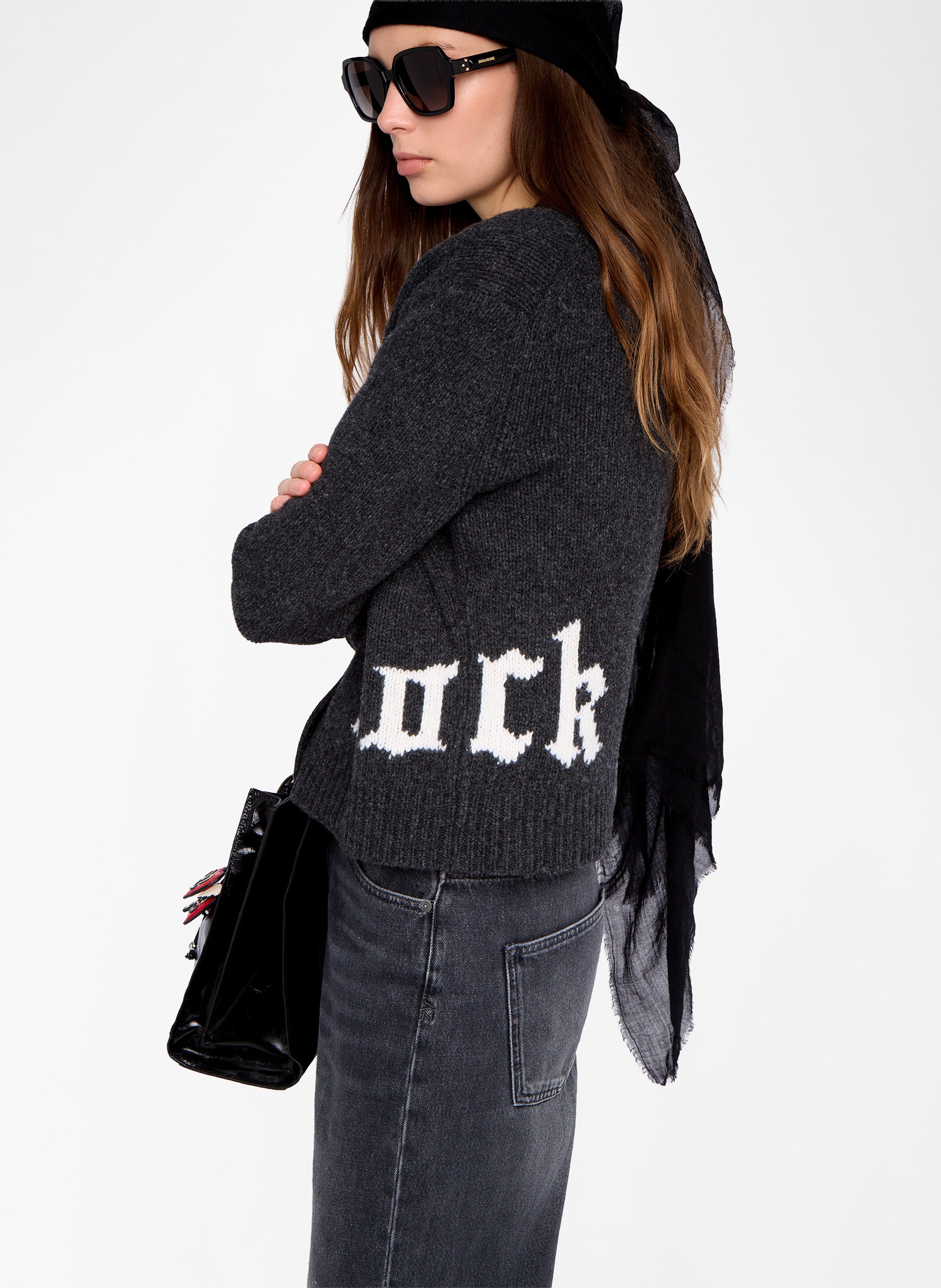 V-Ausschnitt-Knopfleiste aus Wolle ZADIG&VOLTAIRE Grau