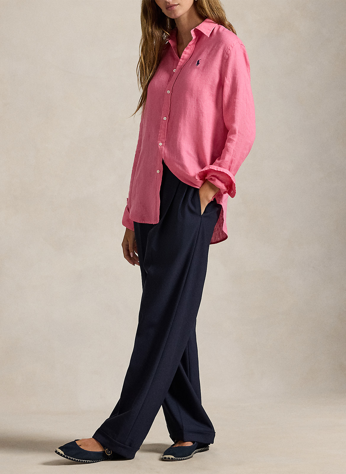 Straight linen shirt POLO RALPH LAUREN Pink