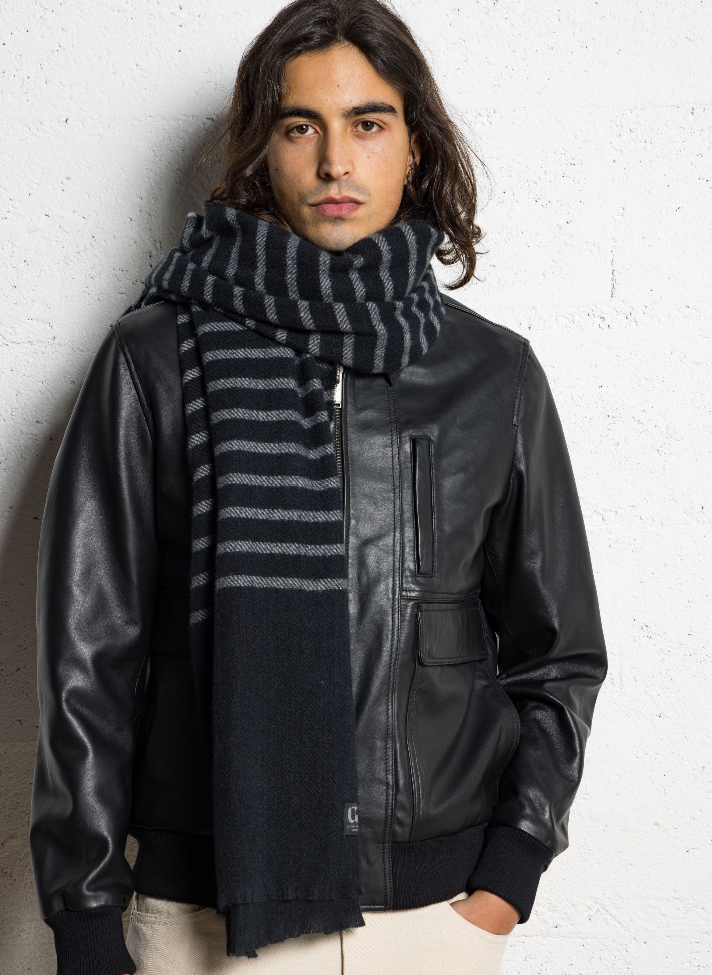 Bufanda de punto a rayas LE TEMPS DES CERISES Negro