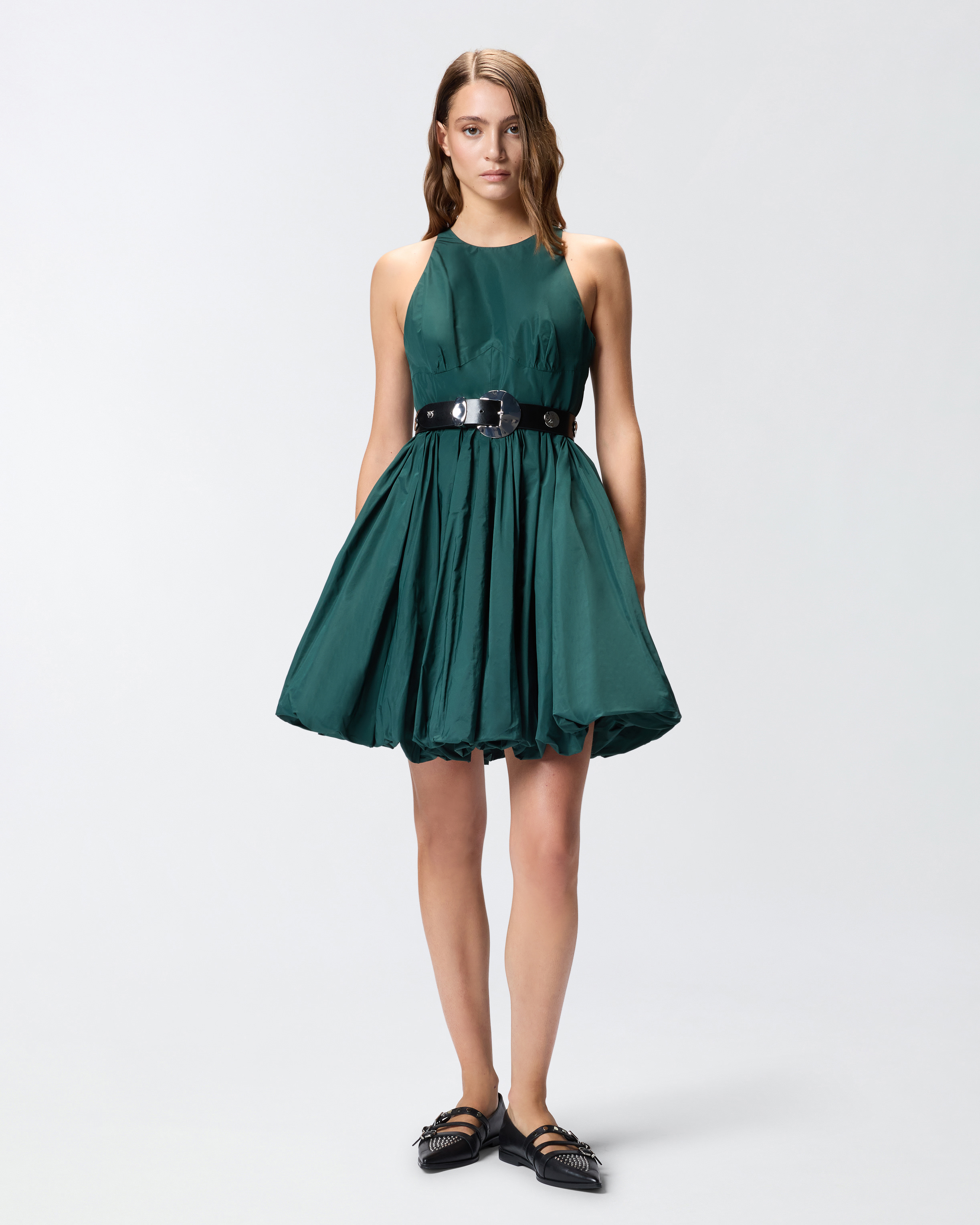 Dress with balloon skirt Green