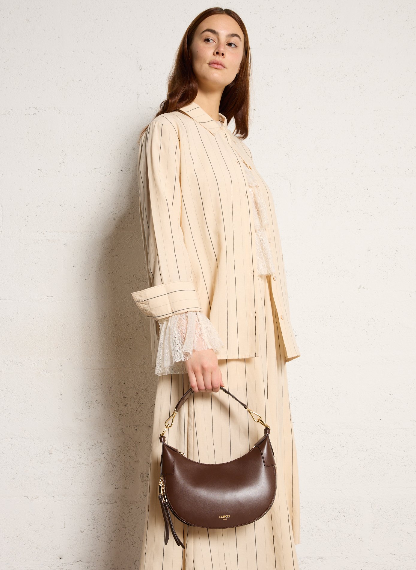 Leren clutch LANCEL Bruin