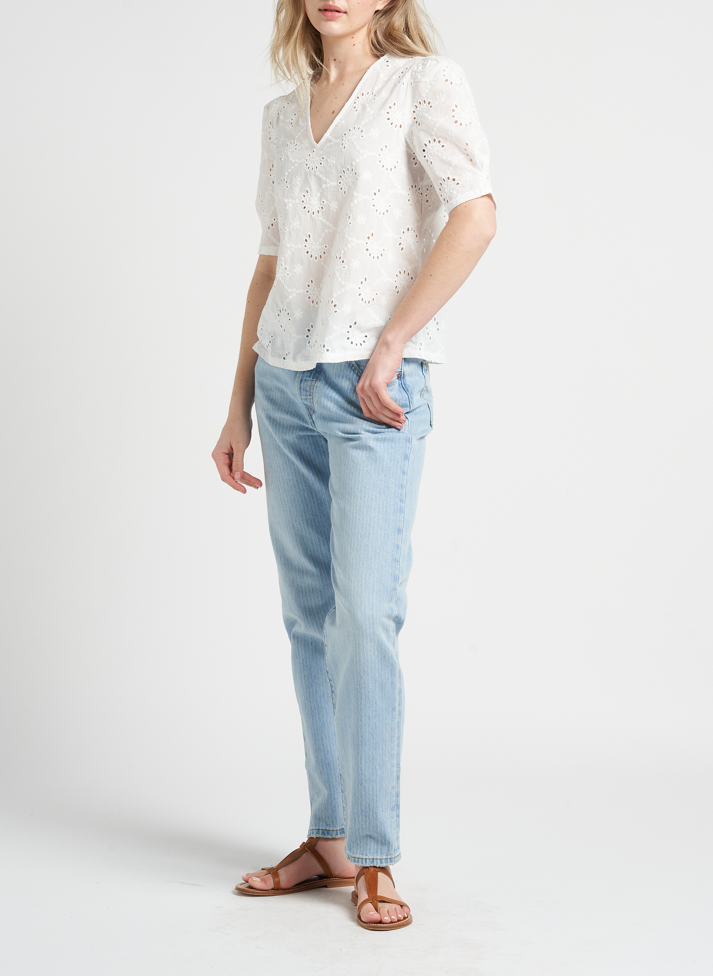 Rechte, katoenen jeans met verwassen effect LEVI'S Jeans verschoten