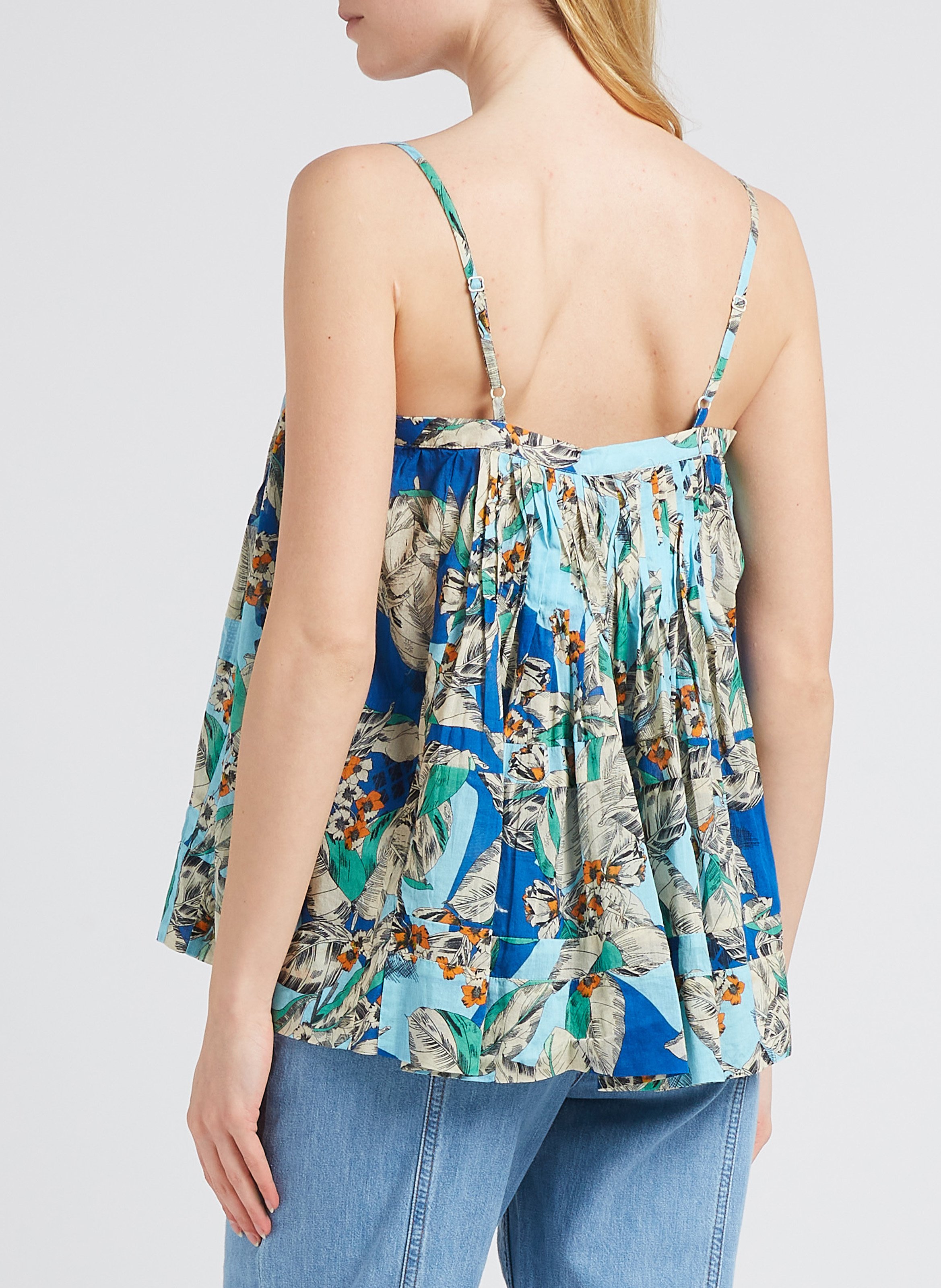 Floral print cotton top BELLEPIECE Blue