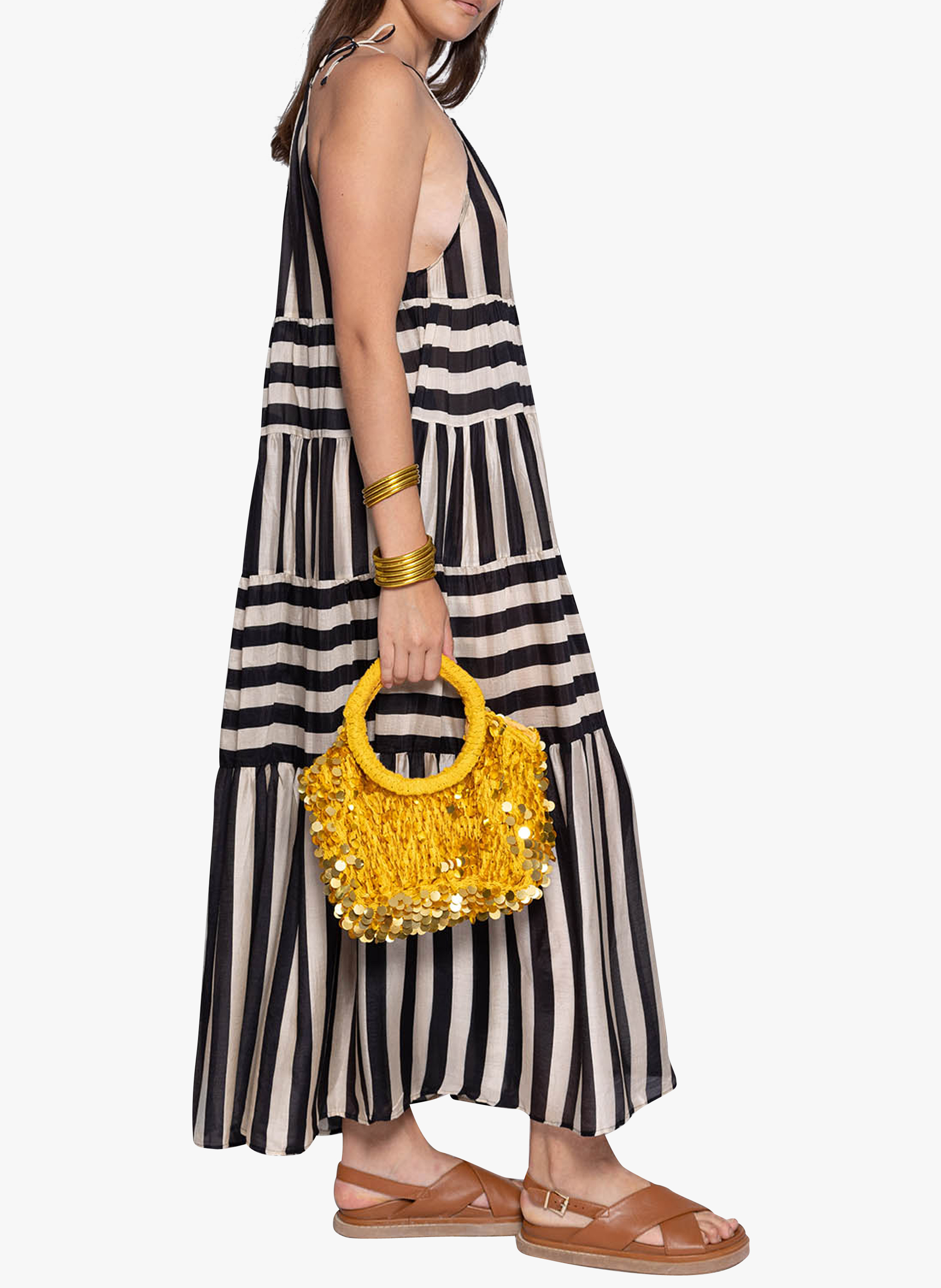 Robe longue ample à rayures SUNDRESS Blanc