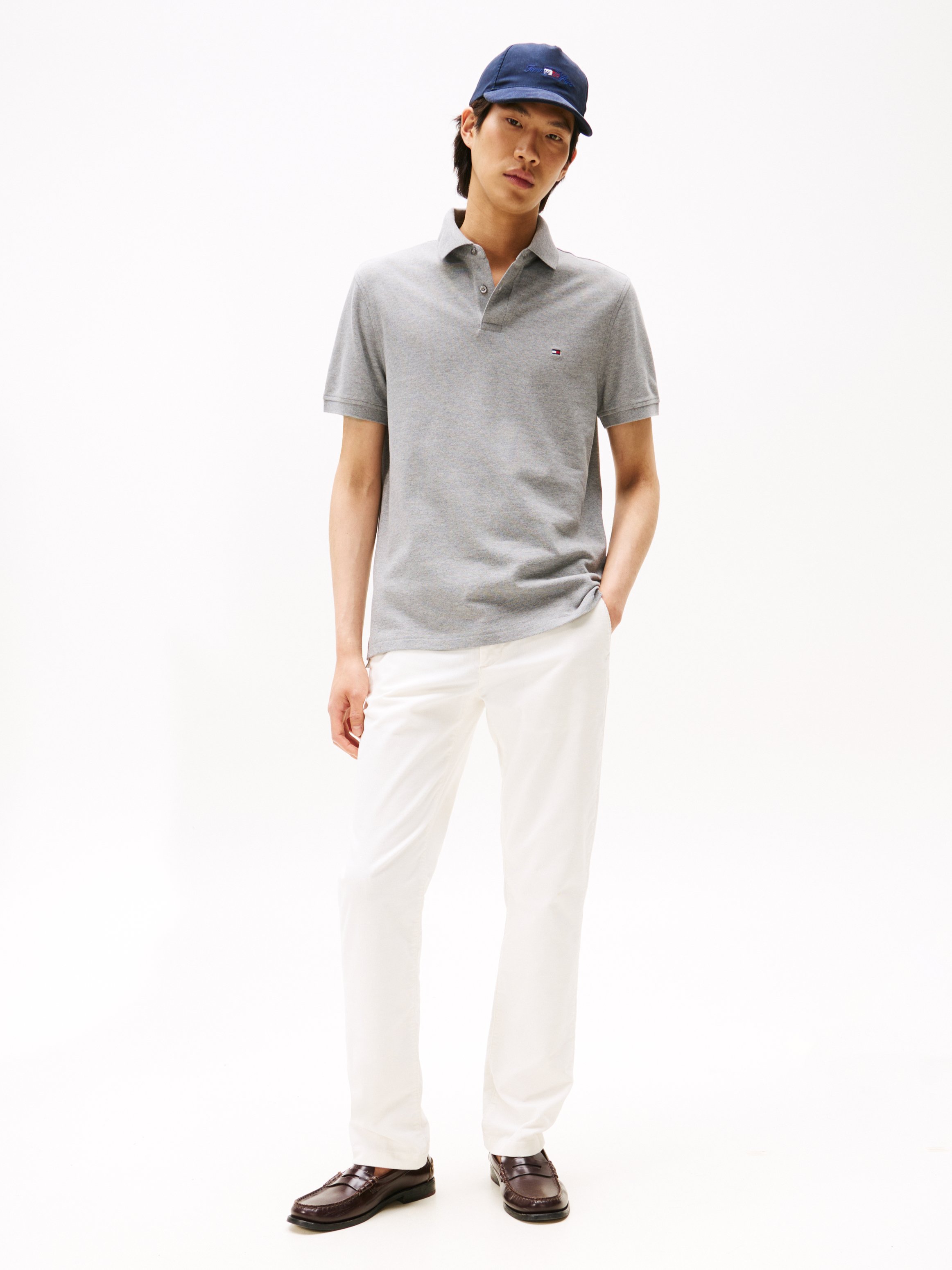 Regular-fit organic cotton-blend polo shirt TOMMY HILFIGER Grey