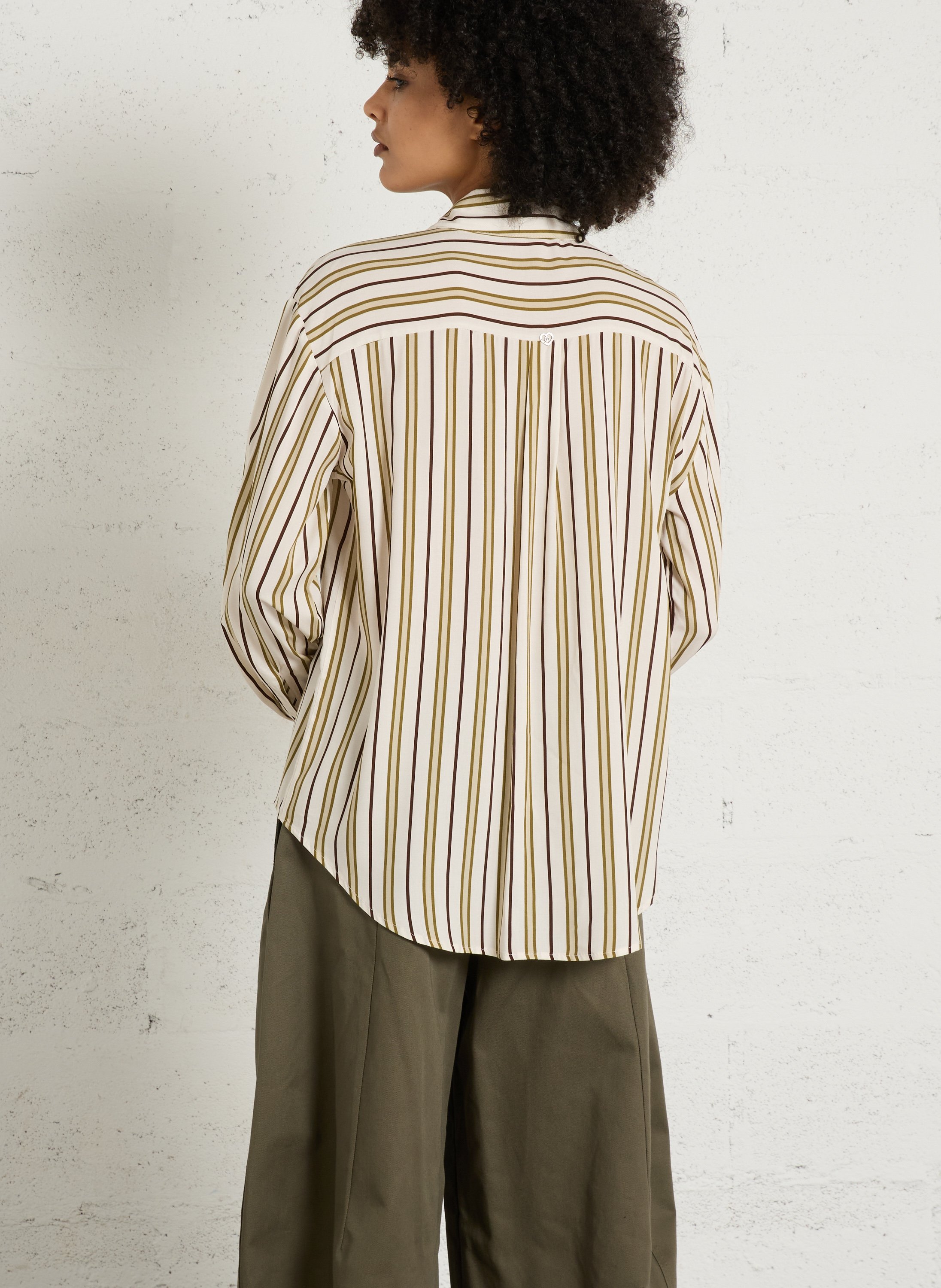 Classic Striped Straight-Cut Shirt PLEASE Beige