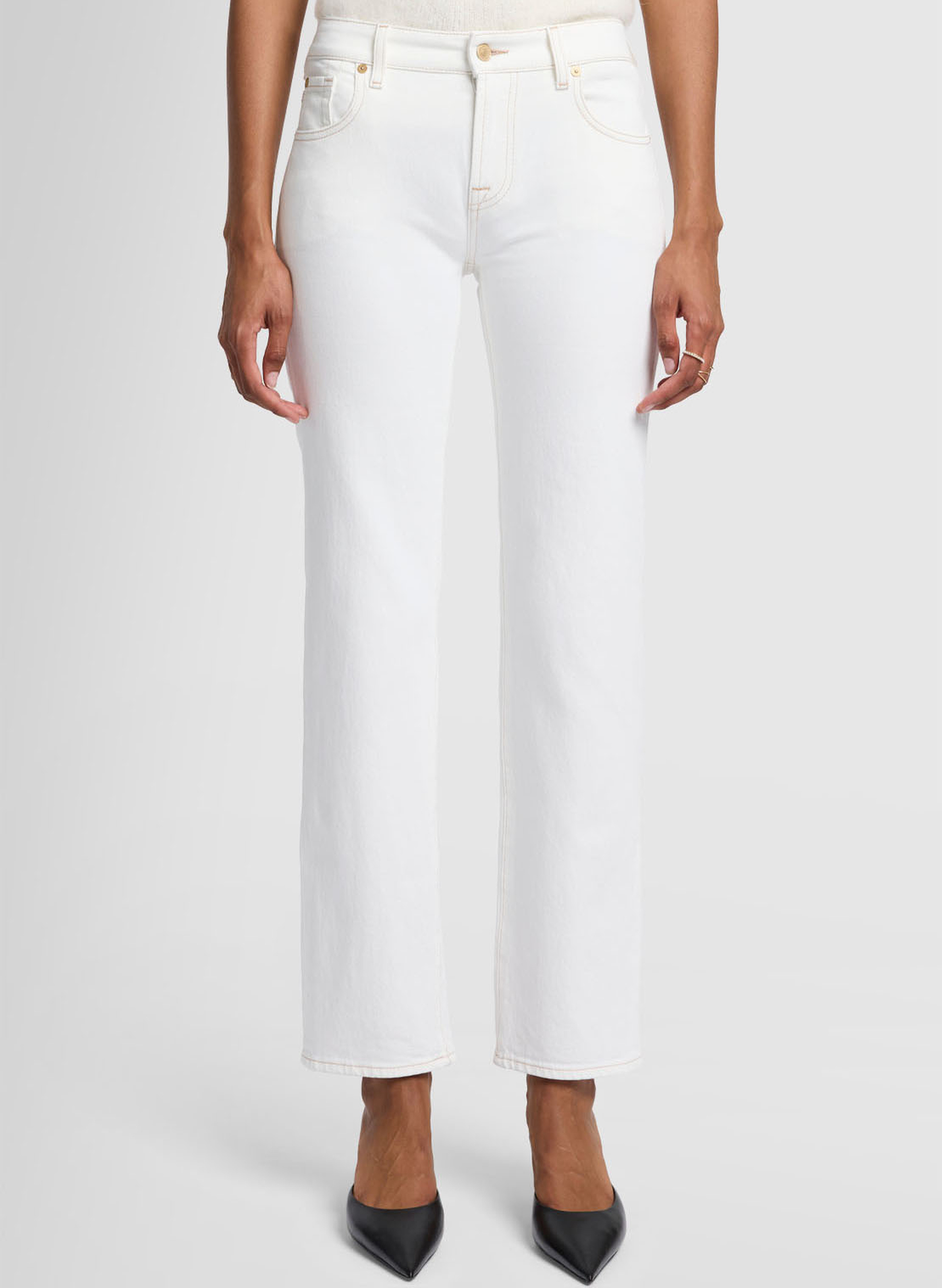Cotton-blend straight jeans 7 FOR ALL MANKIND White