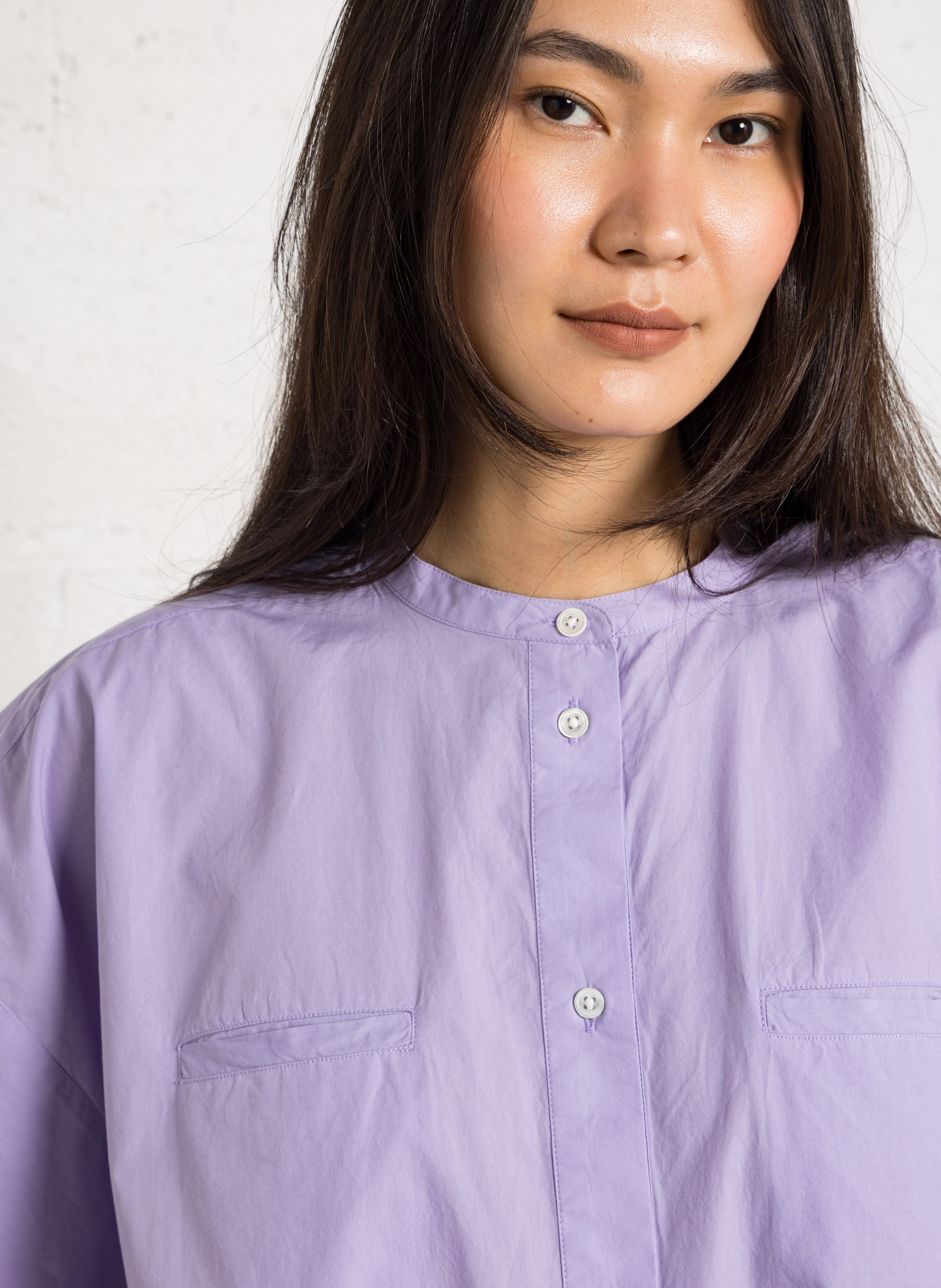 Chemise ample col mao en coton BELLEROSE Violet
