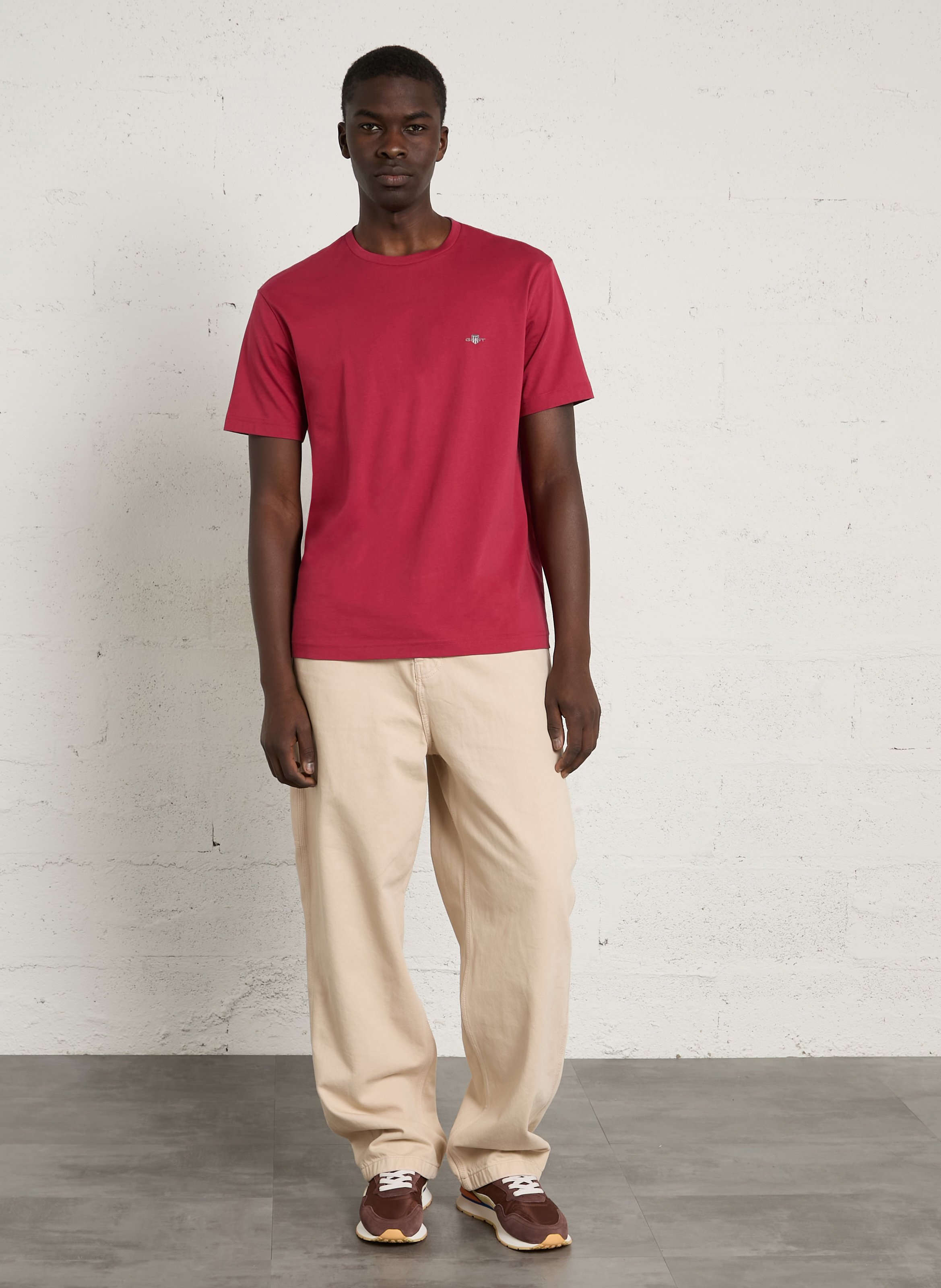 Round-neck cotton T-shirt GANT Red