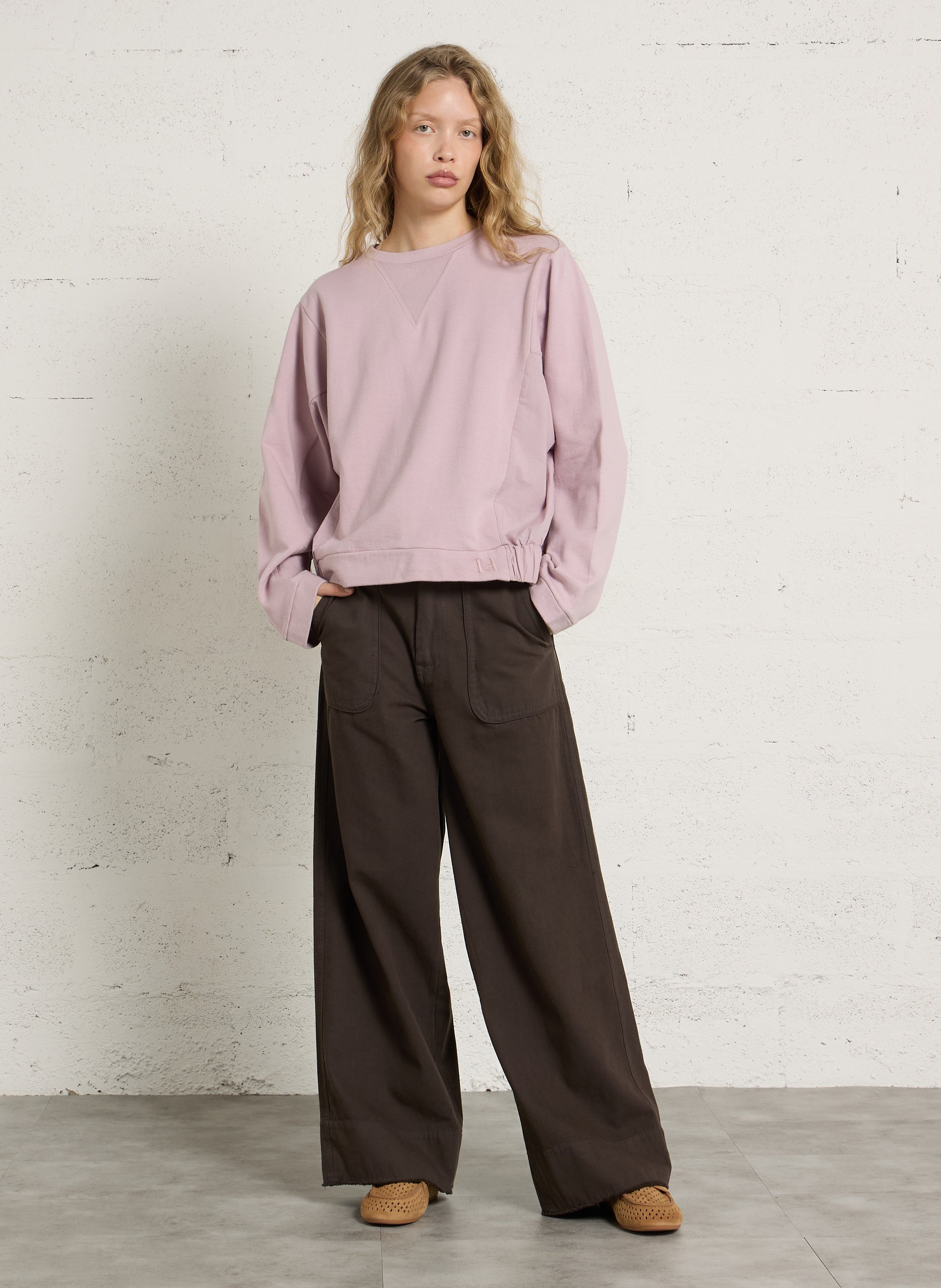 Rundhals-Sweatshirt aus Bio-Baumwoll-Mix LEON & HARPER Violett