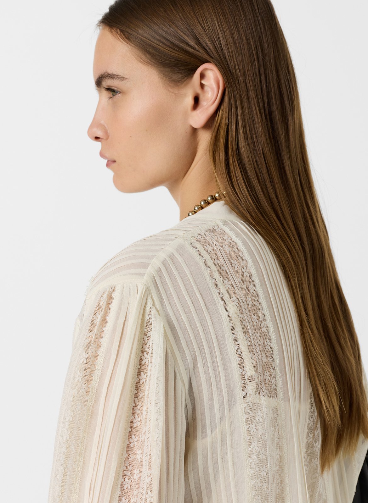 Classic-collar shirt with ribbon tie GERARD DAREL White