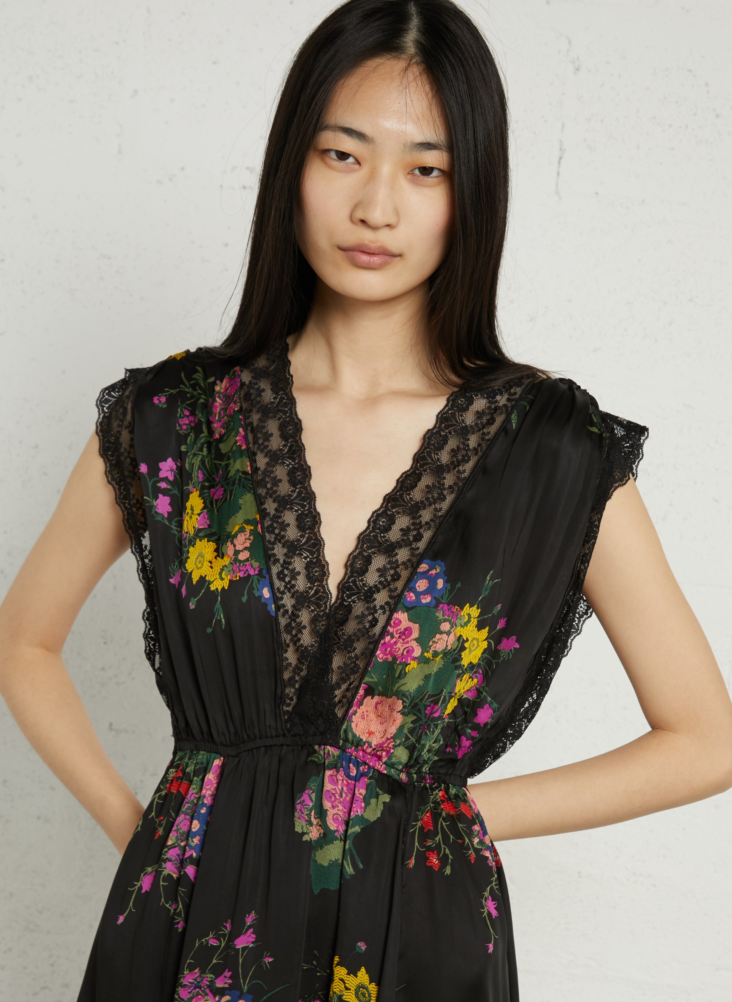 Long printed V-neck dress MES DEMOISELLES Multicolored