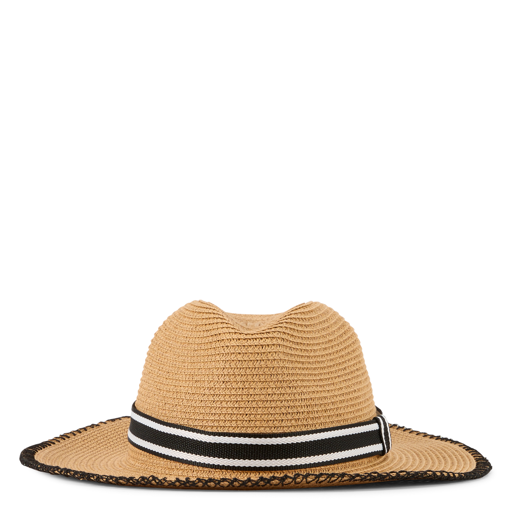 Chapeau de paille à galon rayé LA FEE MARABOUTEE Beige