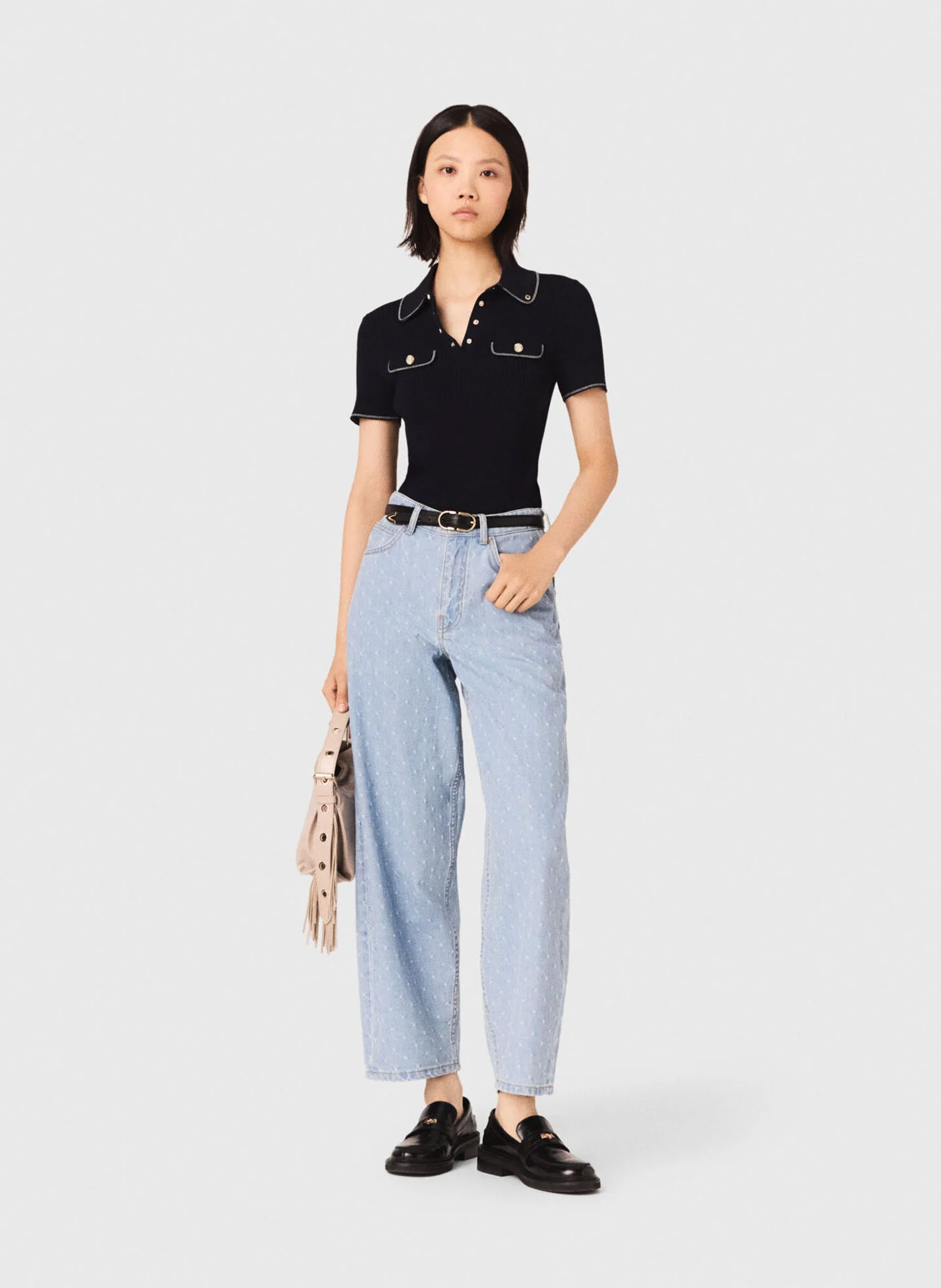 Aansluitende polo met kraag MAJE Blauw