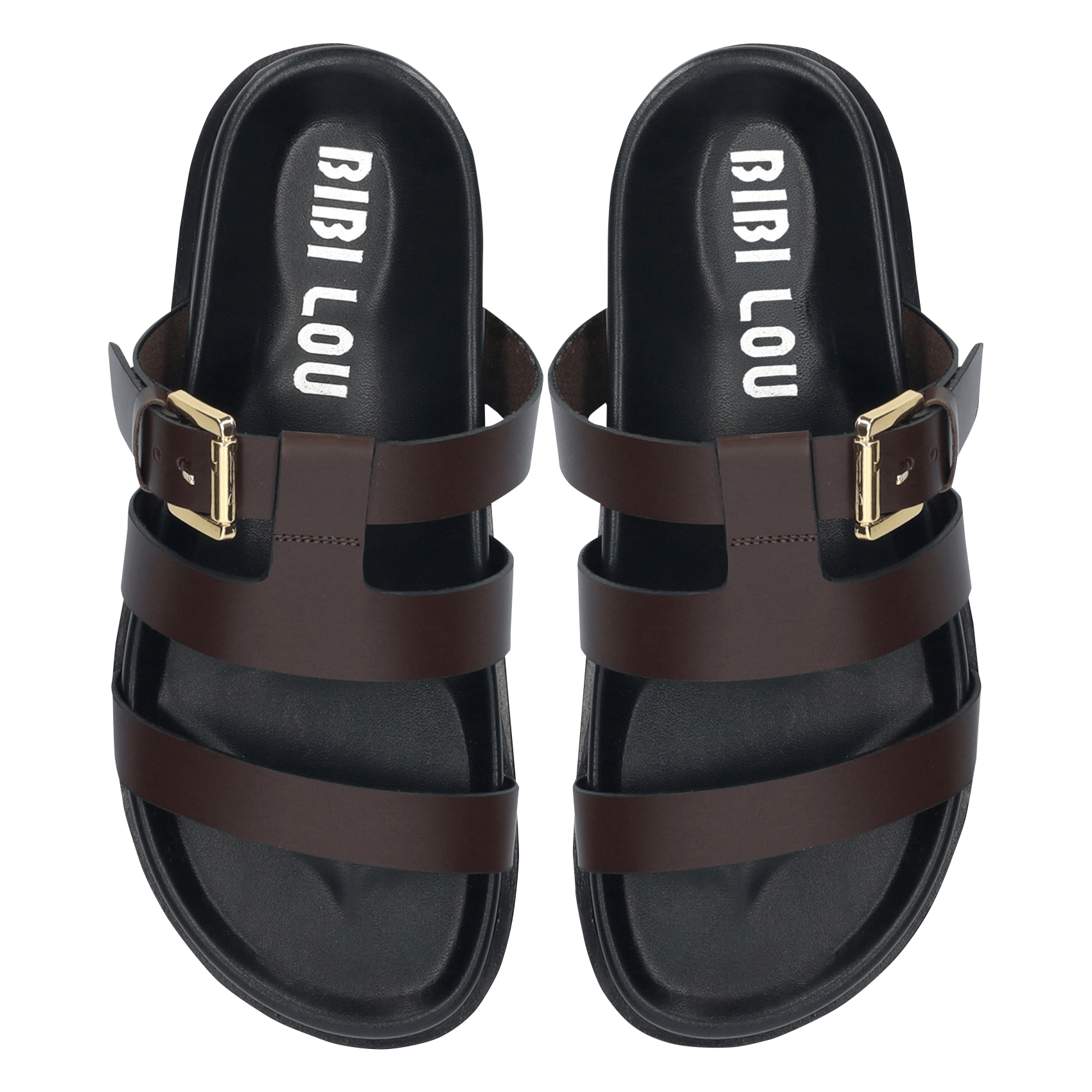 Mules plates en cuir BIBI LOU Marron