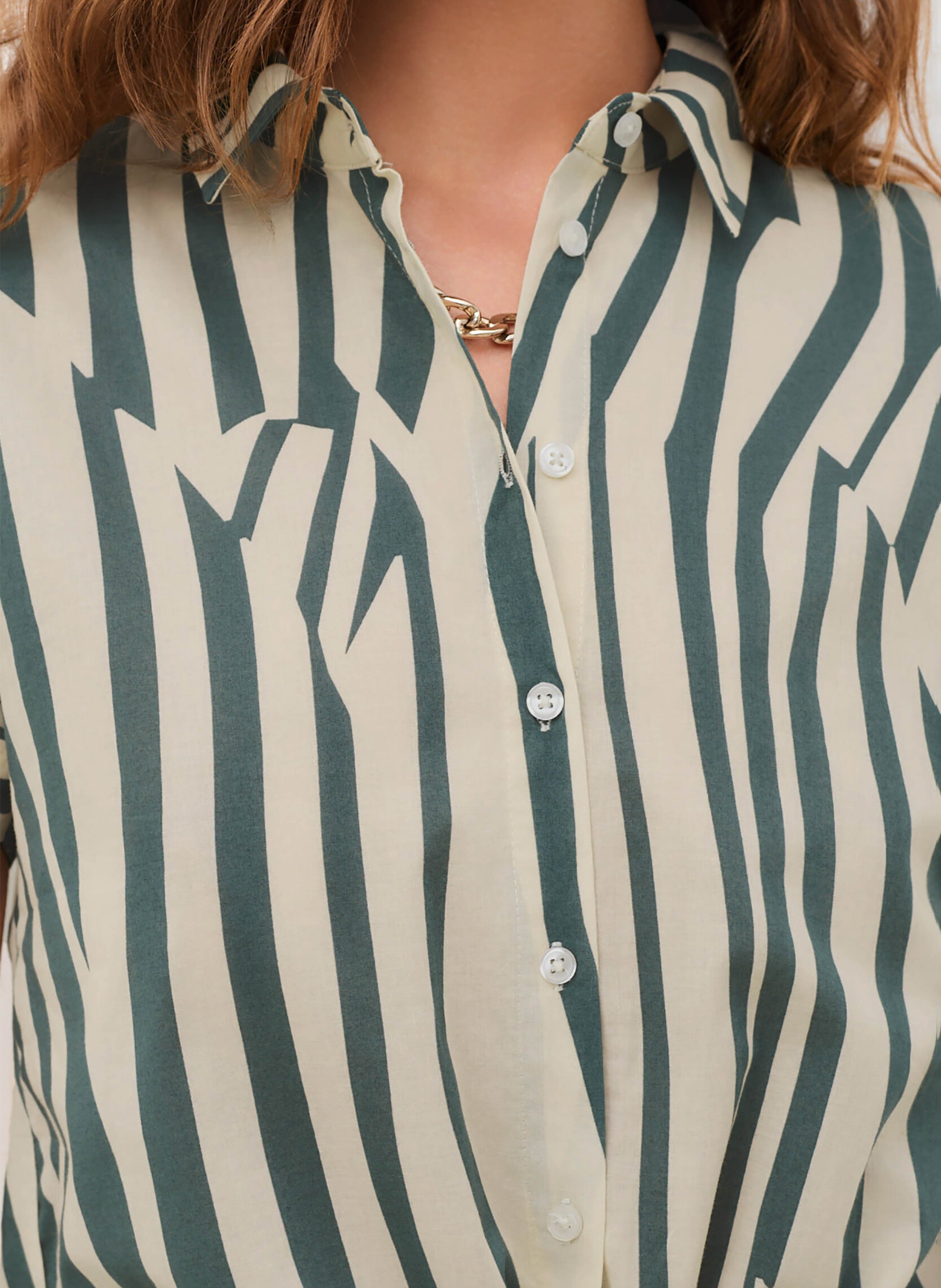 Chemise droite col classique en coton bio imprimé CAROLL Vert