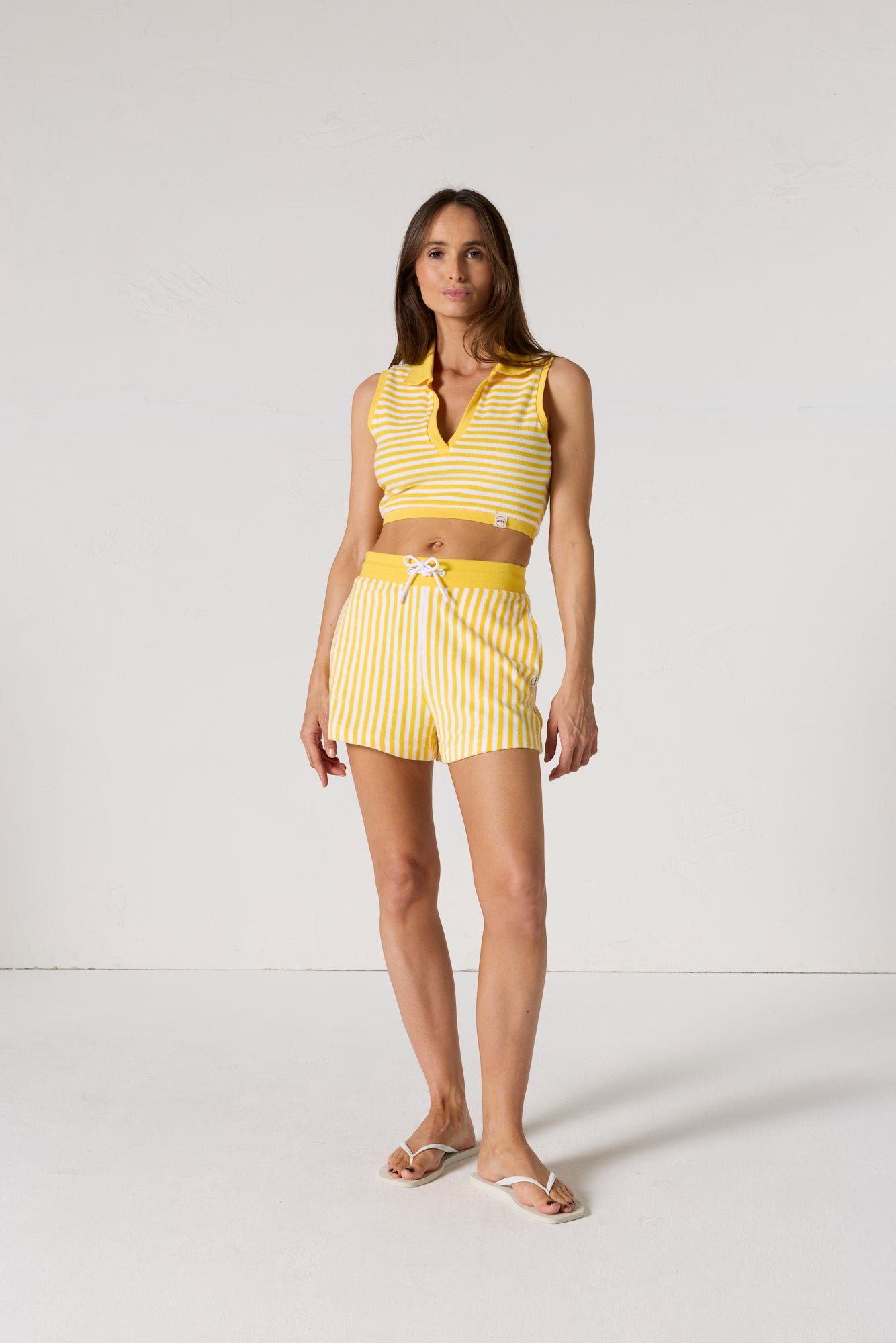 Crop-top éponge bay stripe JOTT Jaune