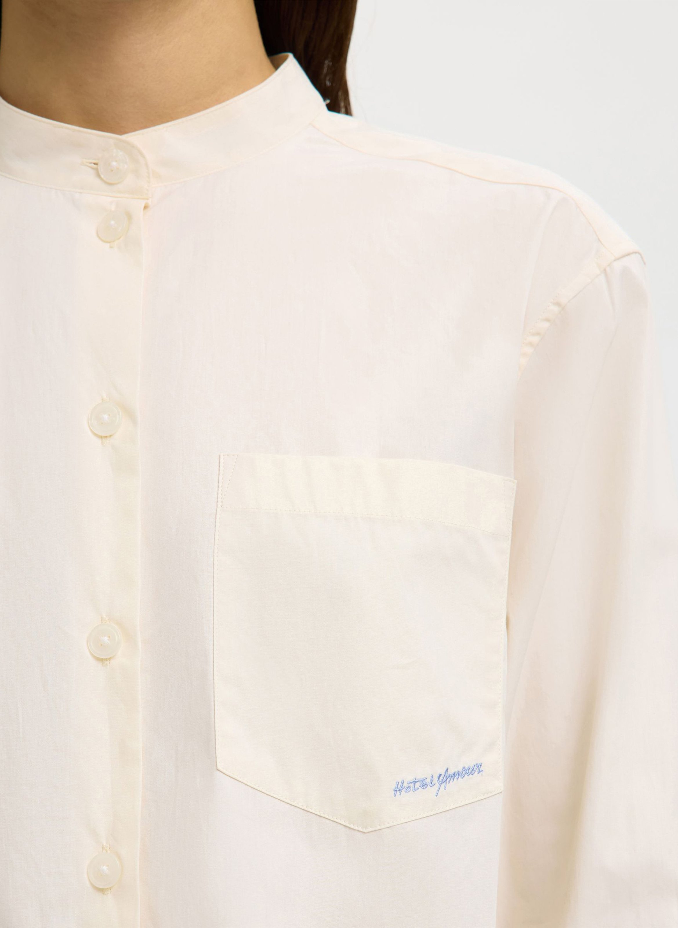 Round-neck cotton shirt SELECTED Beige
