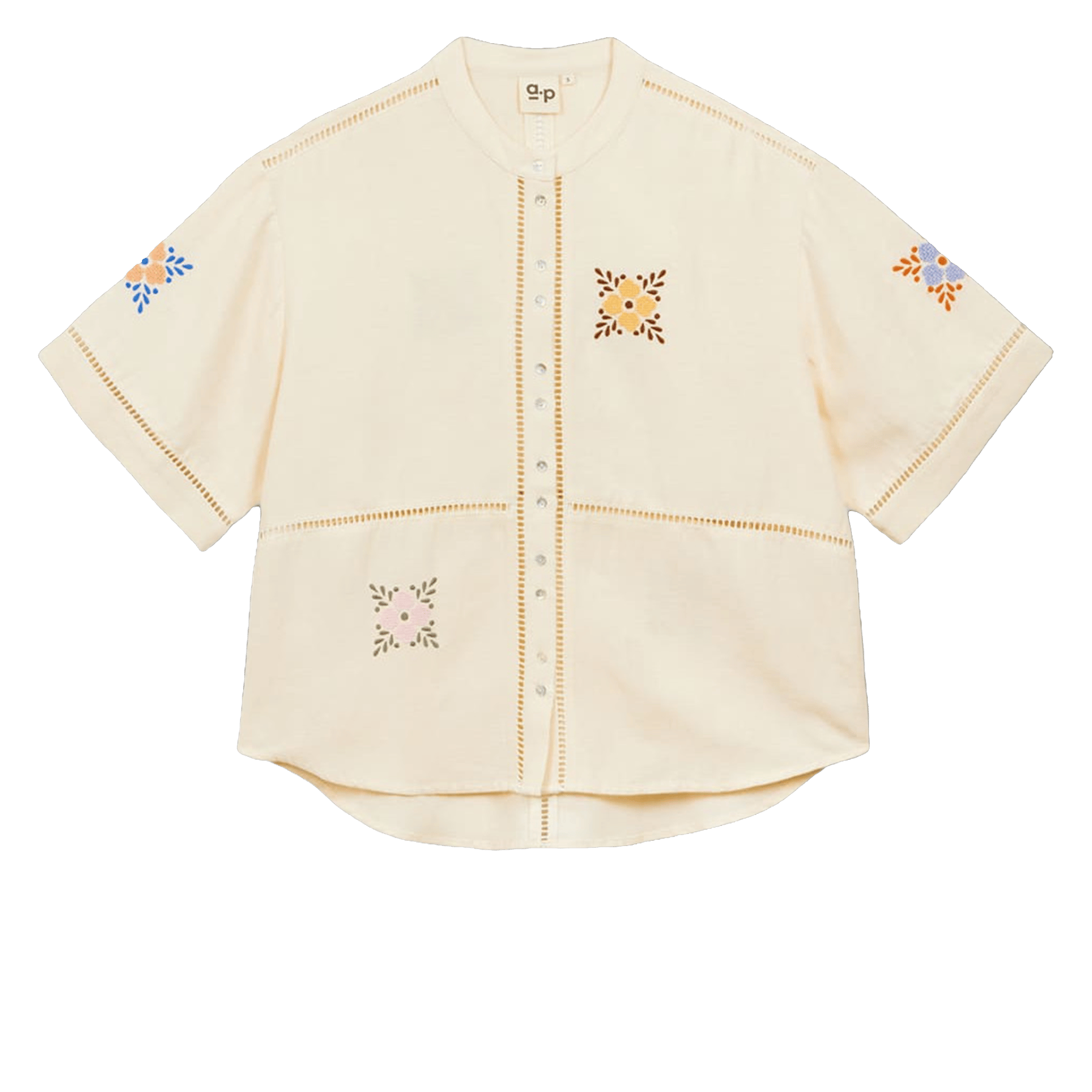 Round neck blouse with embroidery A.P Beige