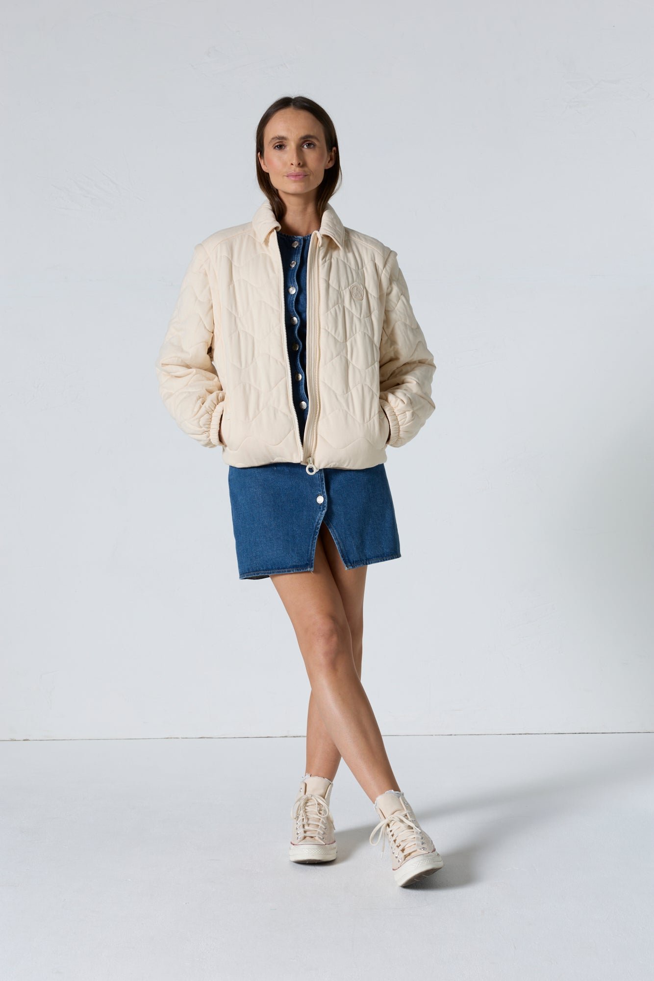 Sacha removable sleeve bomber jacket JOTT Brown