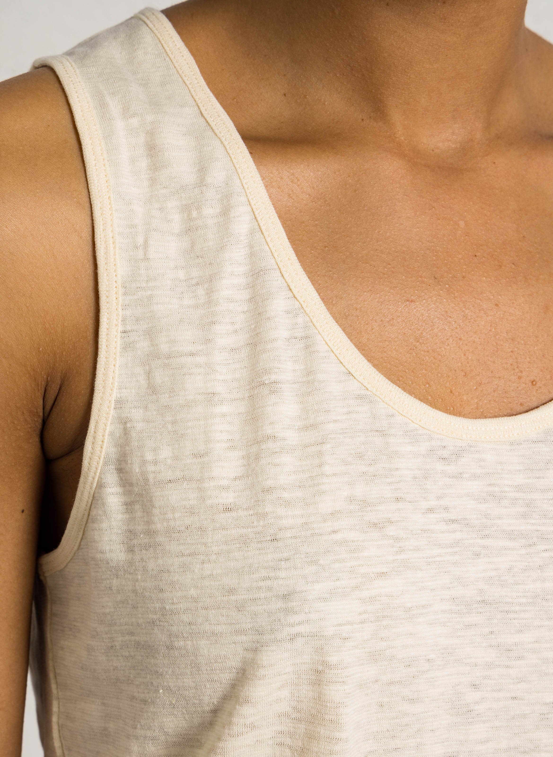 Débardeur droit col rond en coton mélangé MAISON 123 Beige