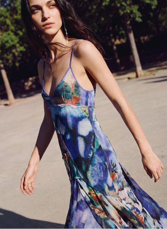 Printed asymmetric midi dress Blue Desigual - Women | Place des Tendances Printed asymmetric midi dress Blue Desigual - Women | Place des Tendances