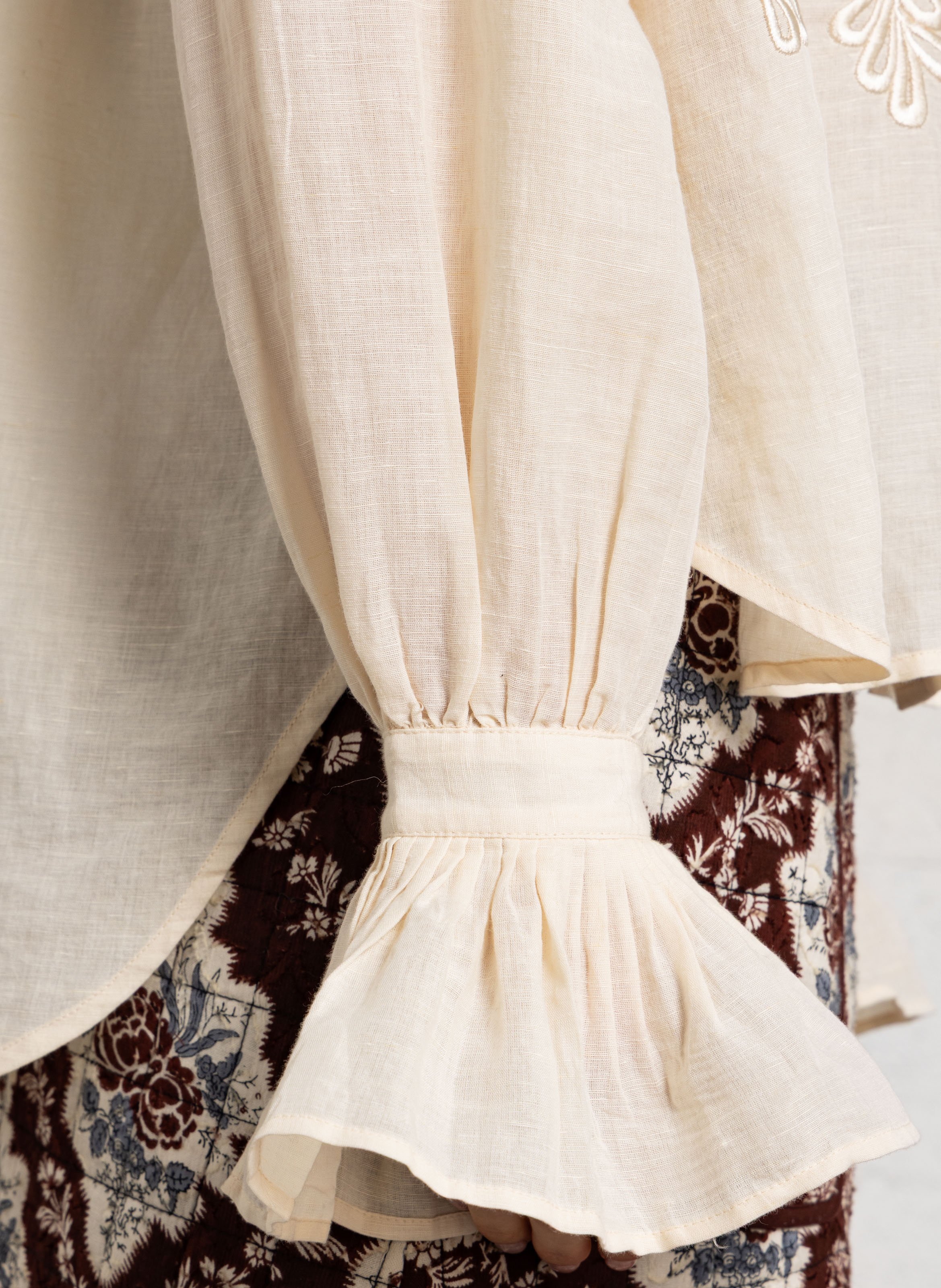 Oversized linnen en katoenen hemd ANTIK BATIK Wit
