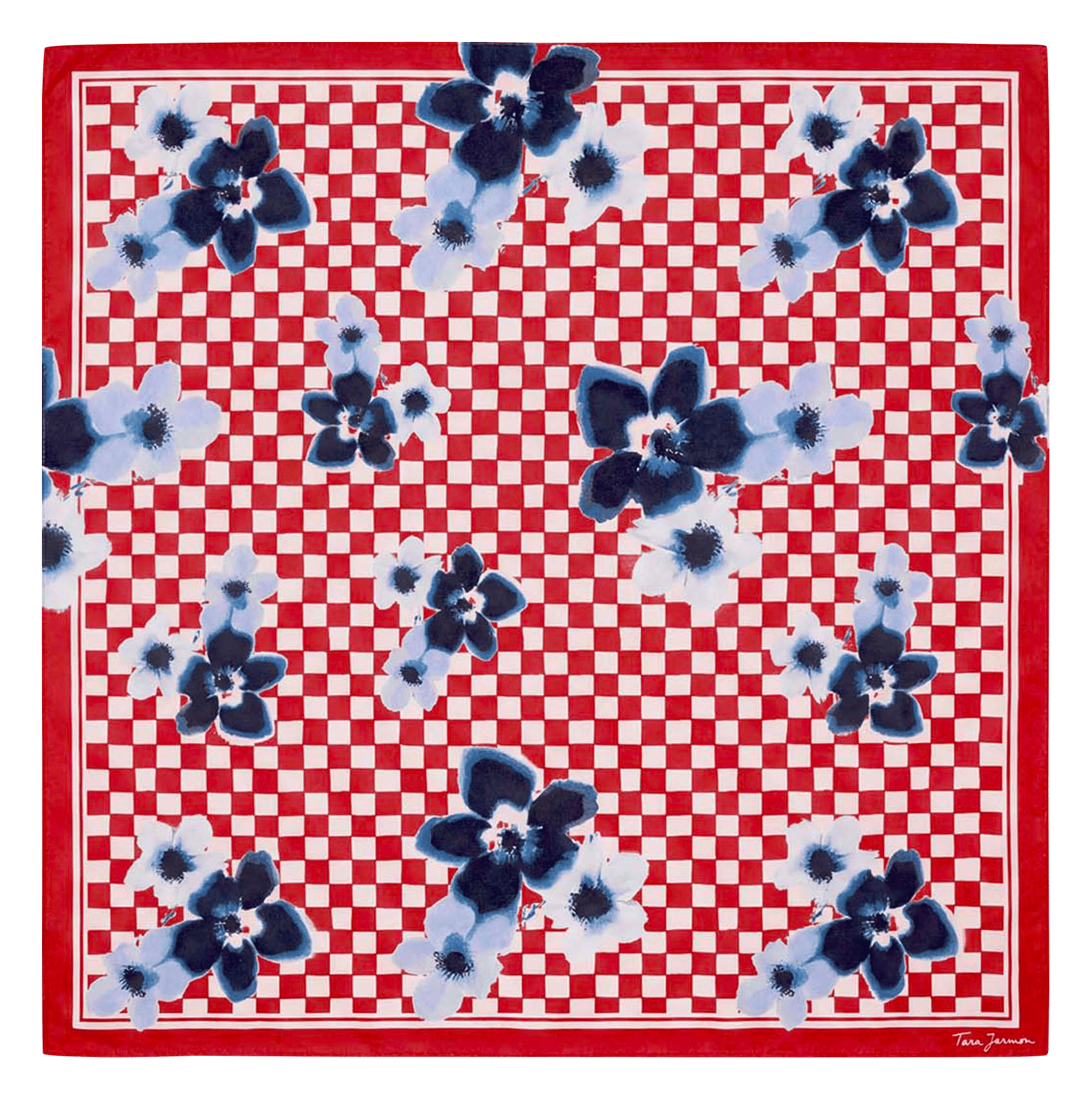 Foulard carré imprimé en coton  TARA JARMON Rouge