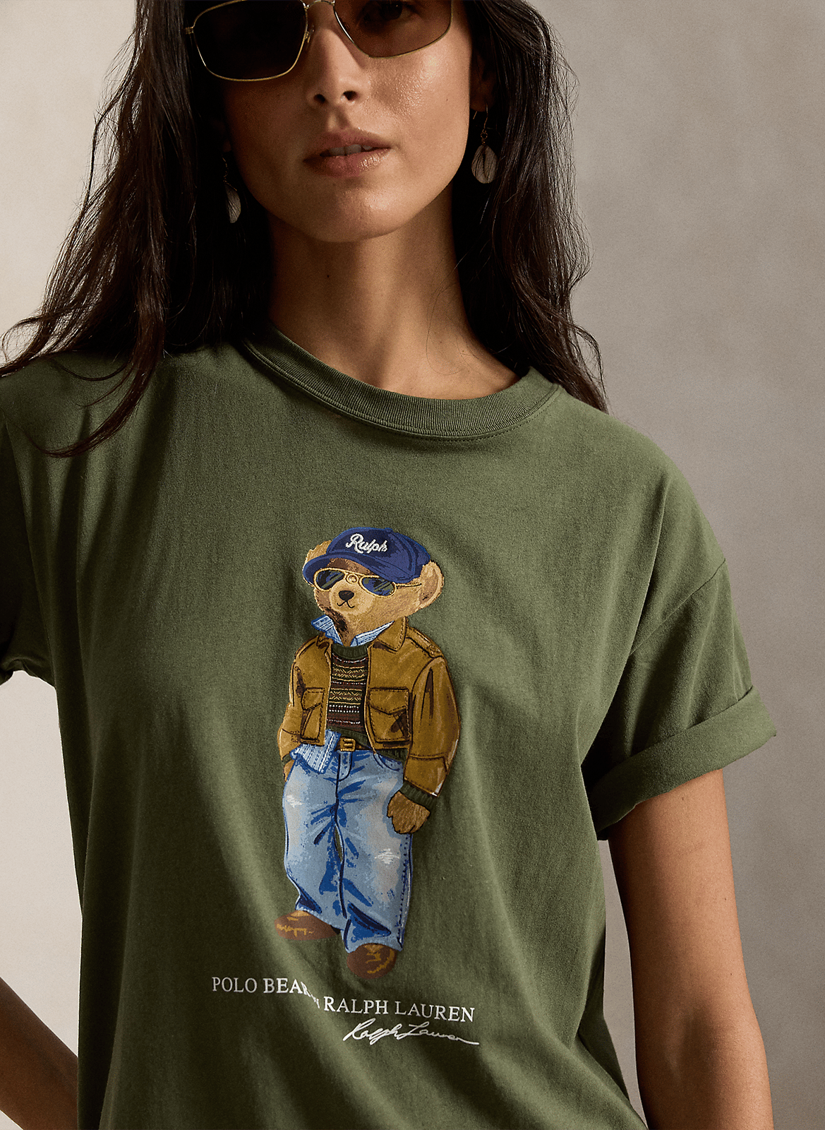 Straight round-neck cotton T-shirt with screen print POLO RALPH LAUREN Green
