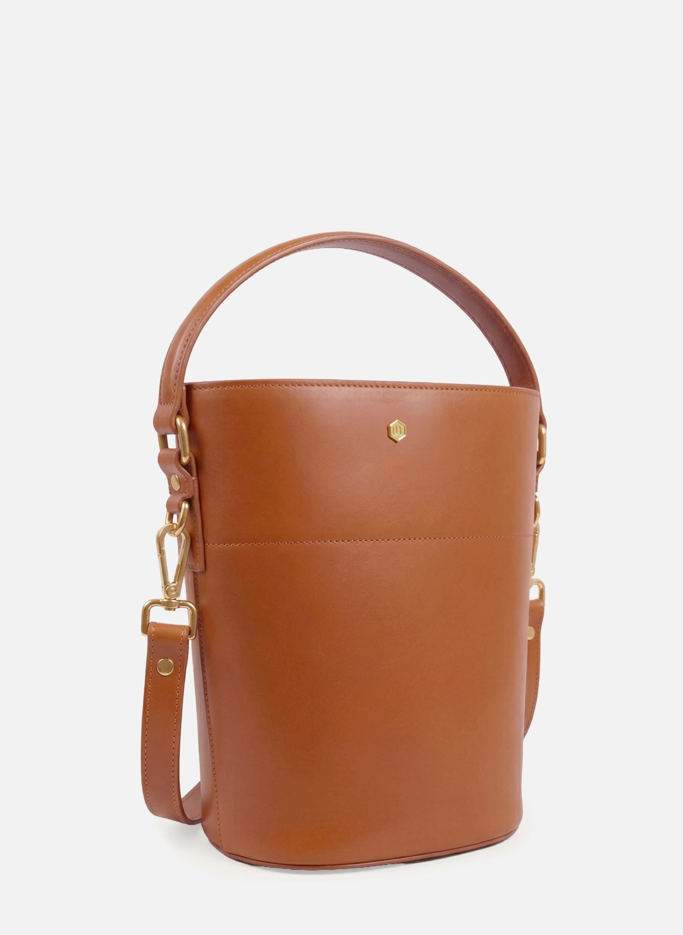 Margot bucket bag in leather JULES & JENN Brown