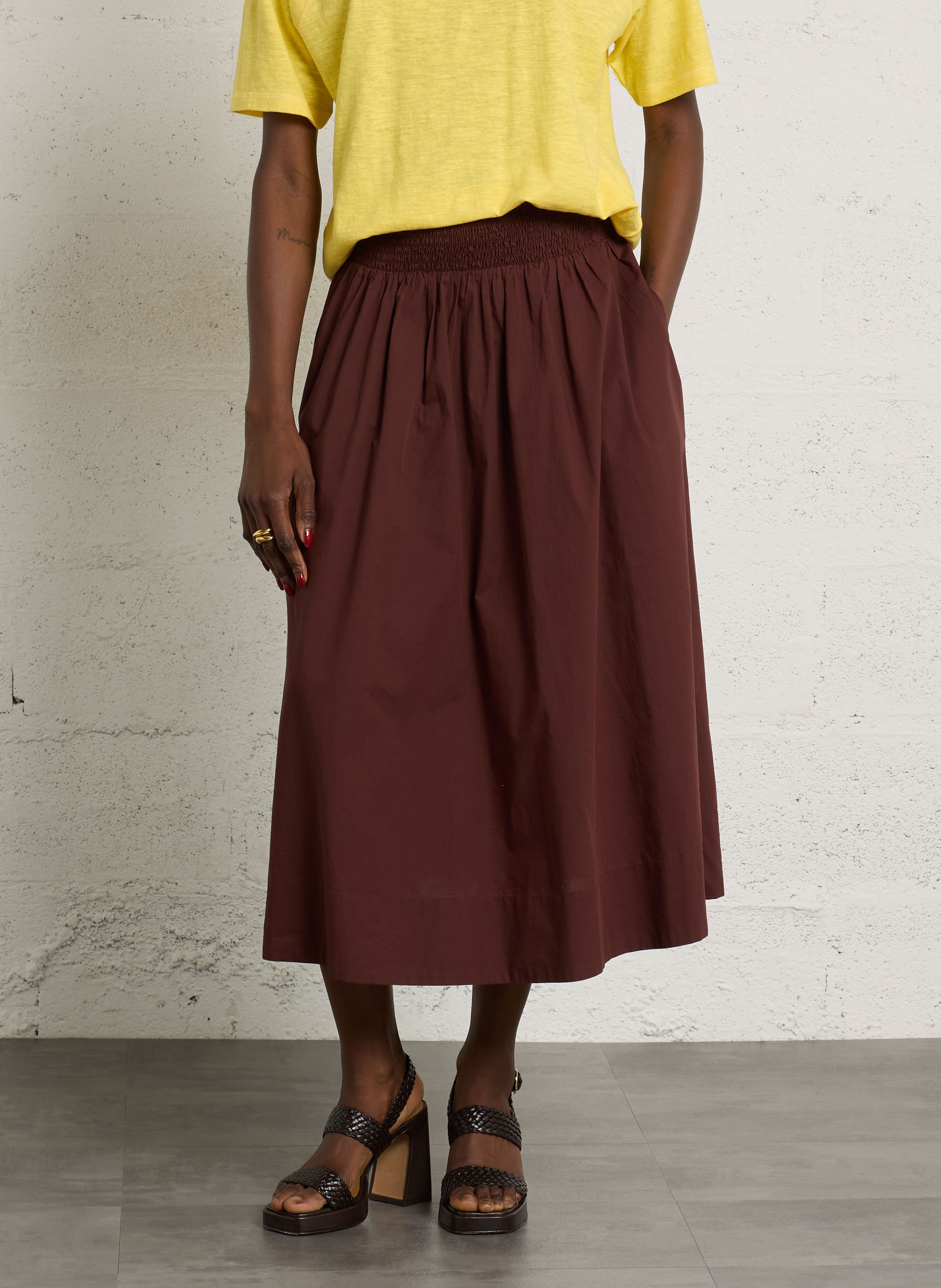Cotton midi skirt MAISON 123 Red