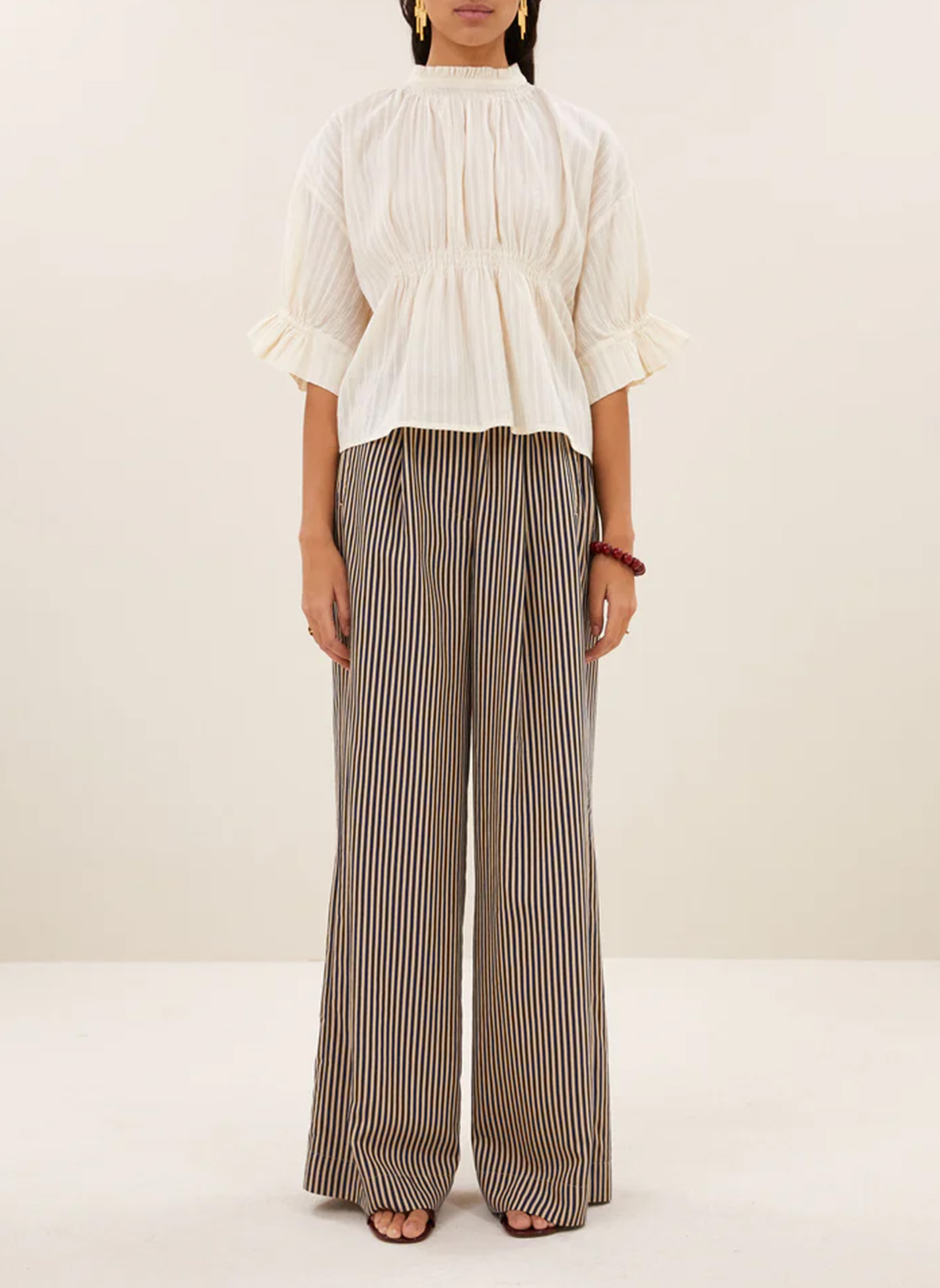 Blouse col montant en coton BY BAR Beige
