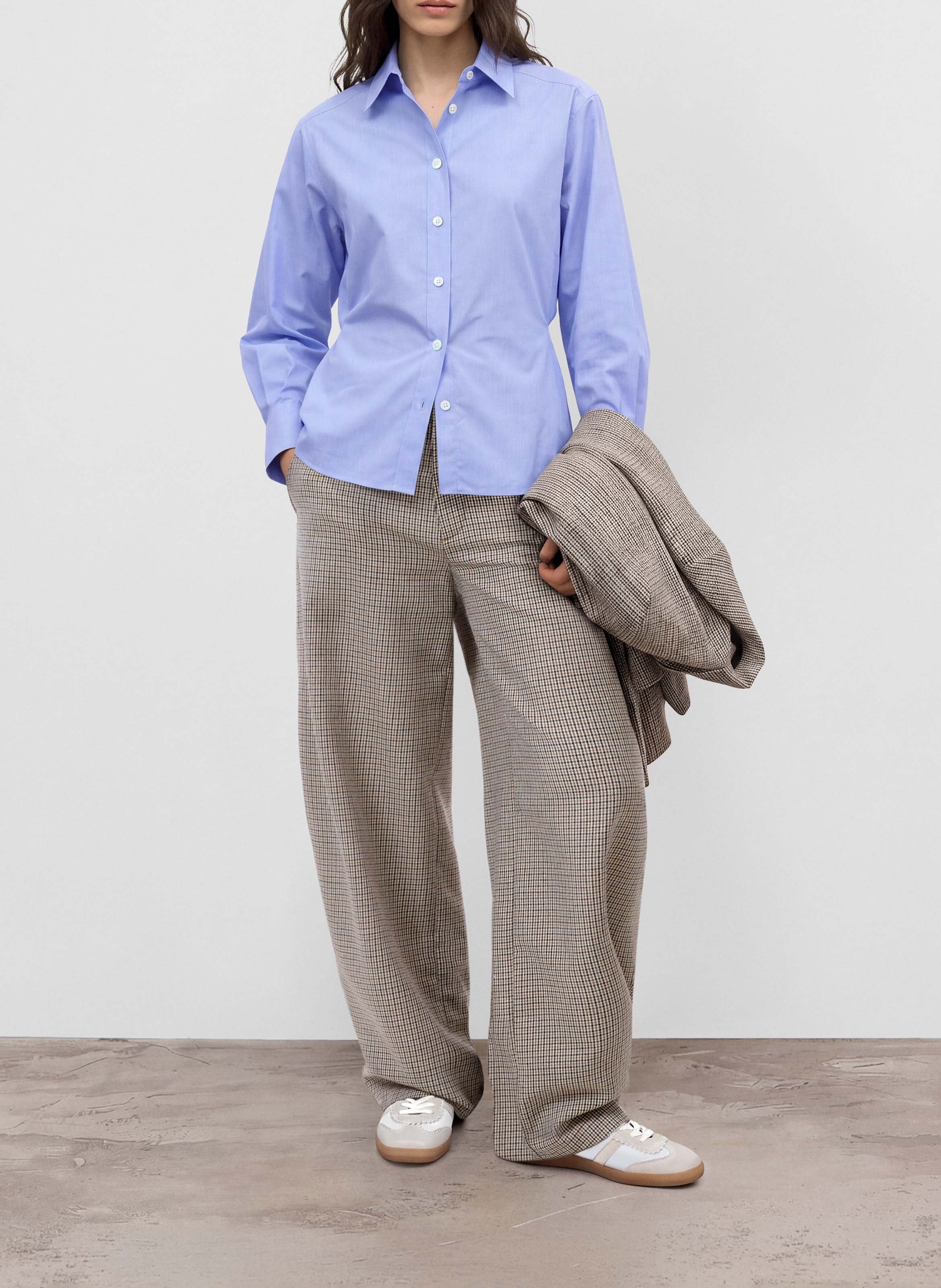 Houndstooth virgin wool blend trousers CLOSED Beige