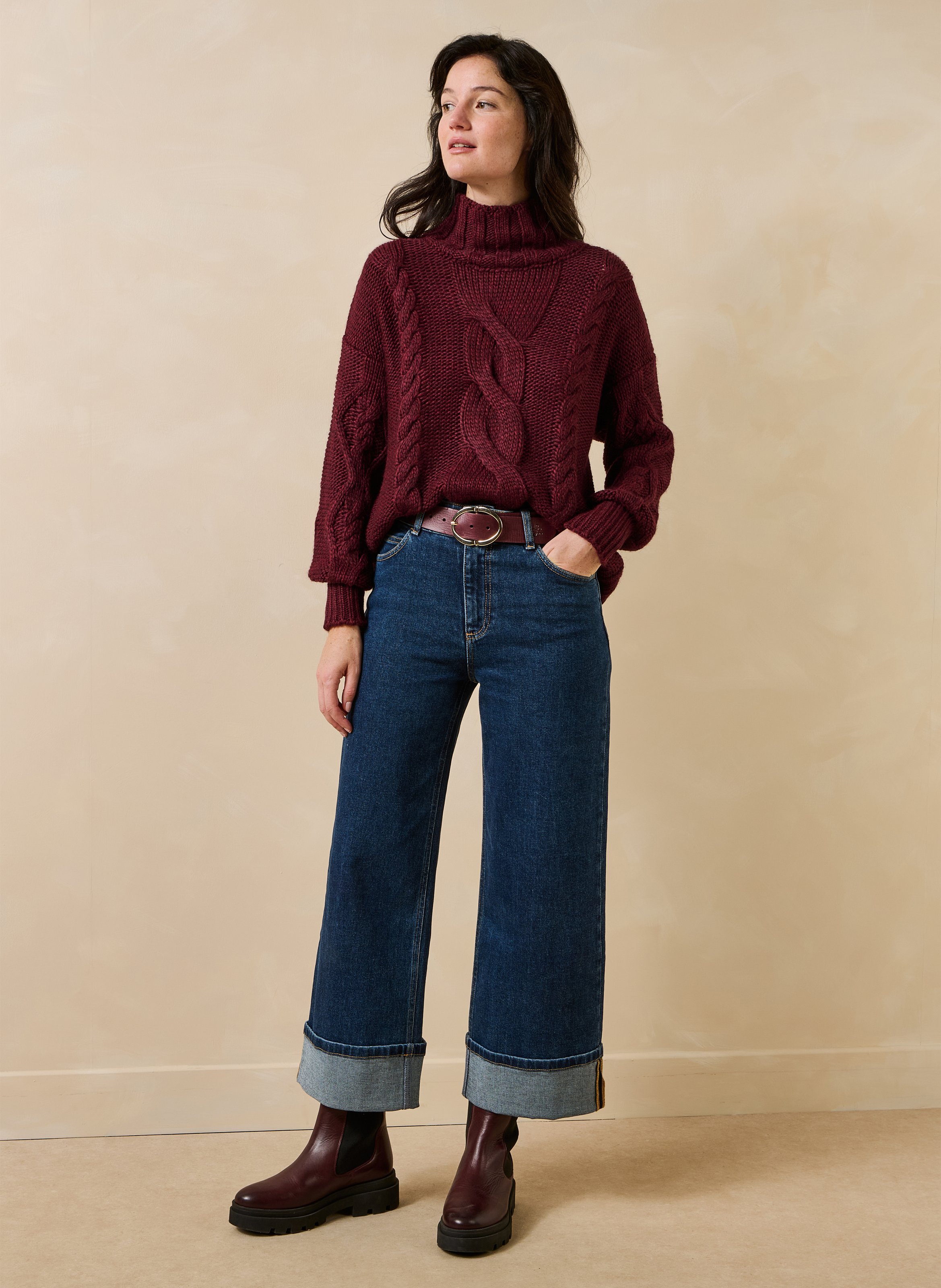 Mixed wool knit sweater LA FEE MARABOUTEE Purple