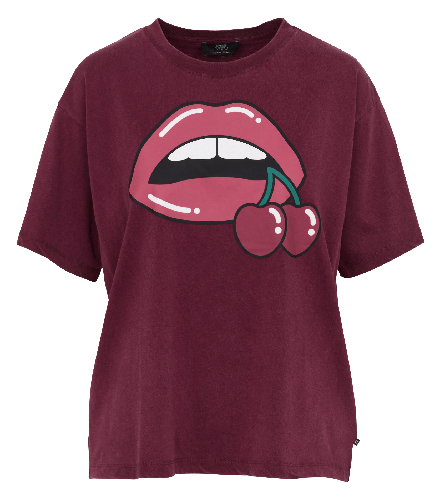 Tee-shirt ample sérigraphié en coton LE TEMPS DES CERISES Rouge