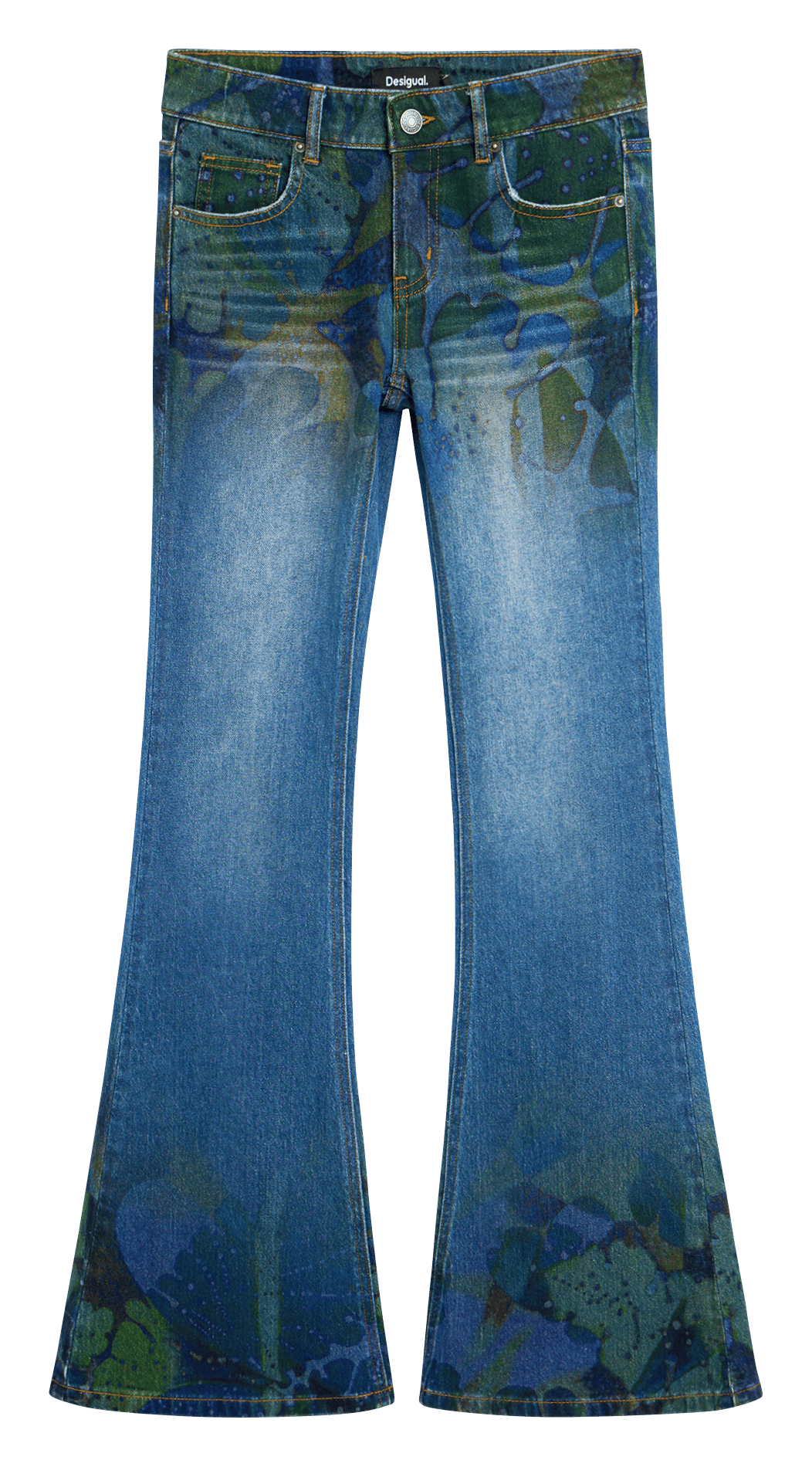 Flared jeans met grafische print DESIGUAL Blauw