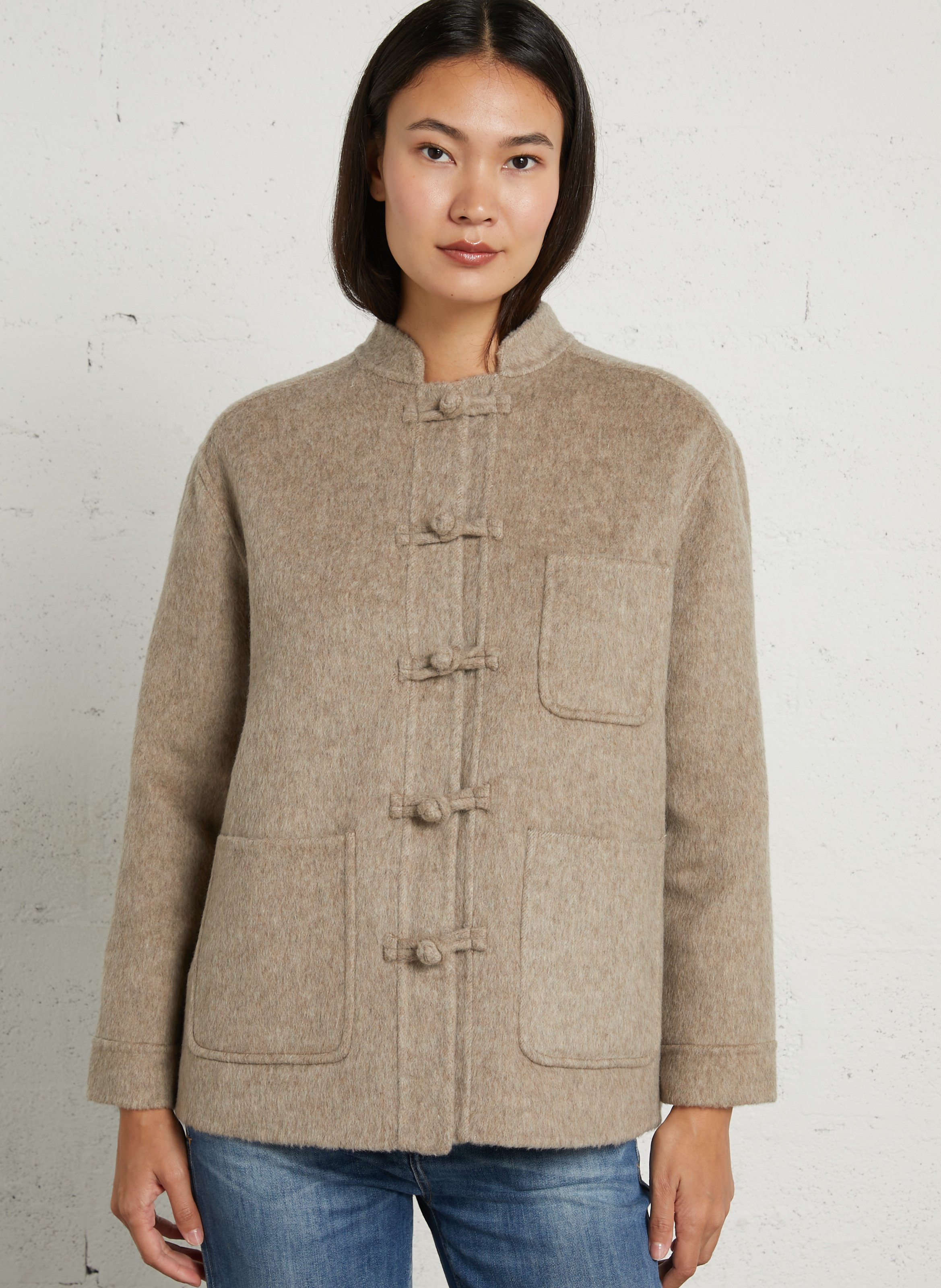 Oversized jas met opstaande kraag in gemengde wol HOD PARIS Beige