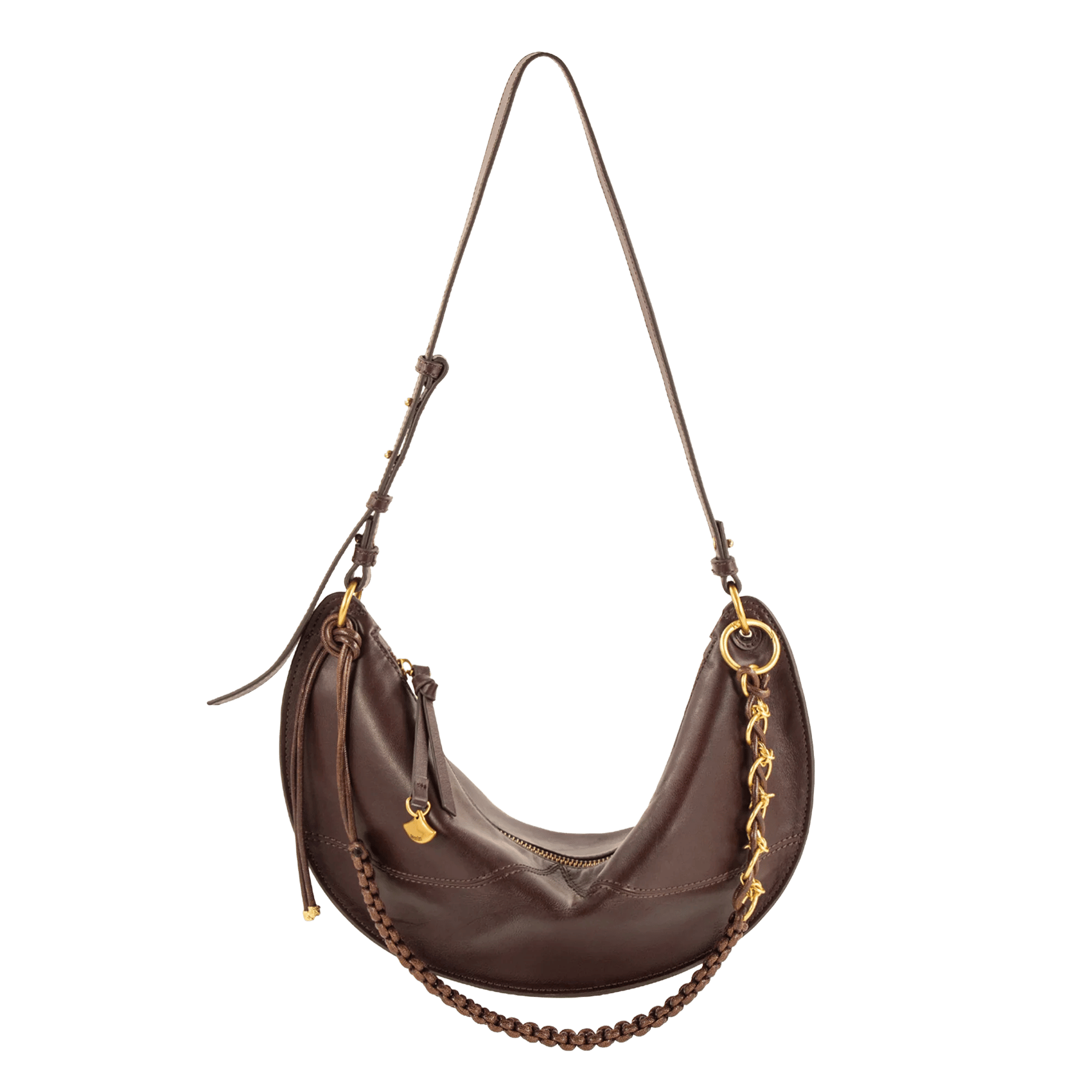 Sac hobo avec détails de surpiqûres en cuir SESSUN Marron